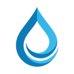 Logo PureFlow agence web goutte d'eau design métallique