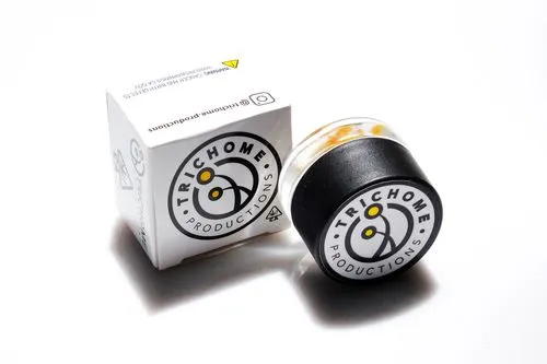 A packaged Trichome Productions cannabis product