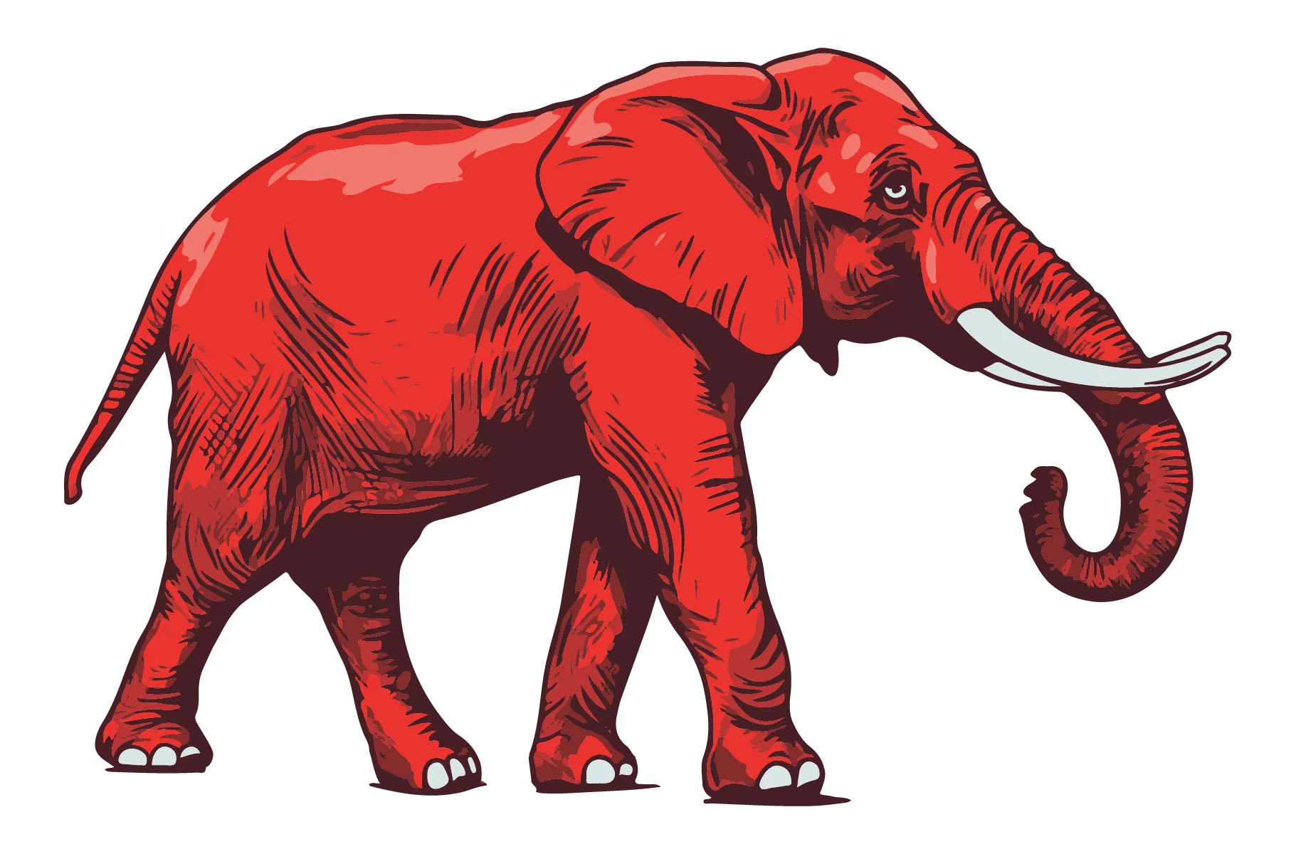 Red elephant on transparent background