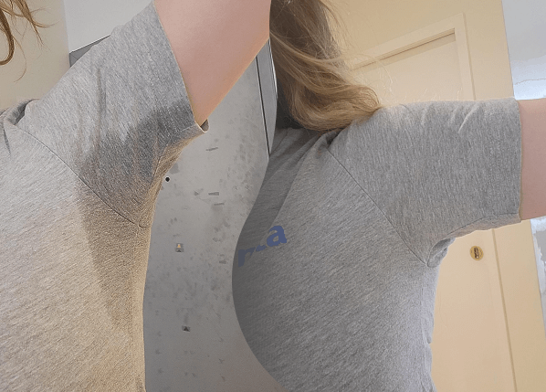 before & after comparison of body sweat