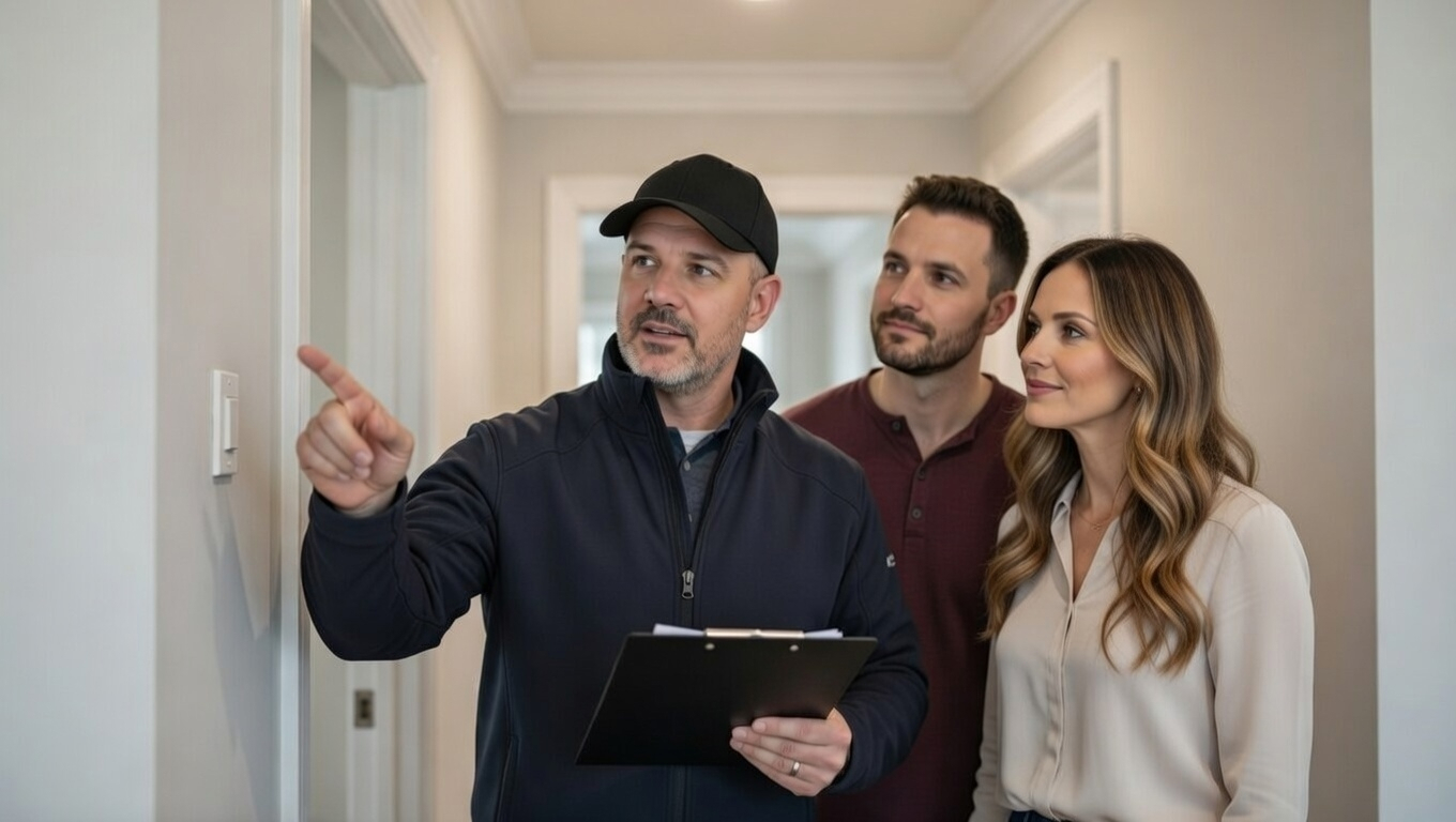 Dave Smith with clients at Lakeside Home Inspections
