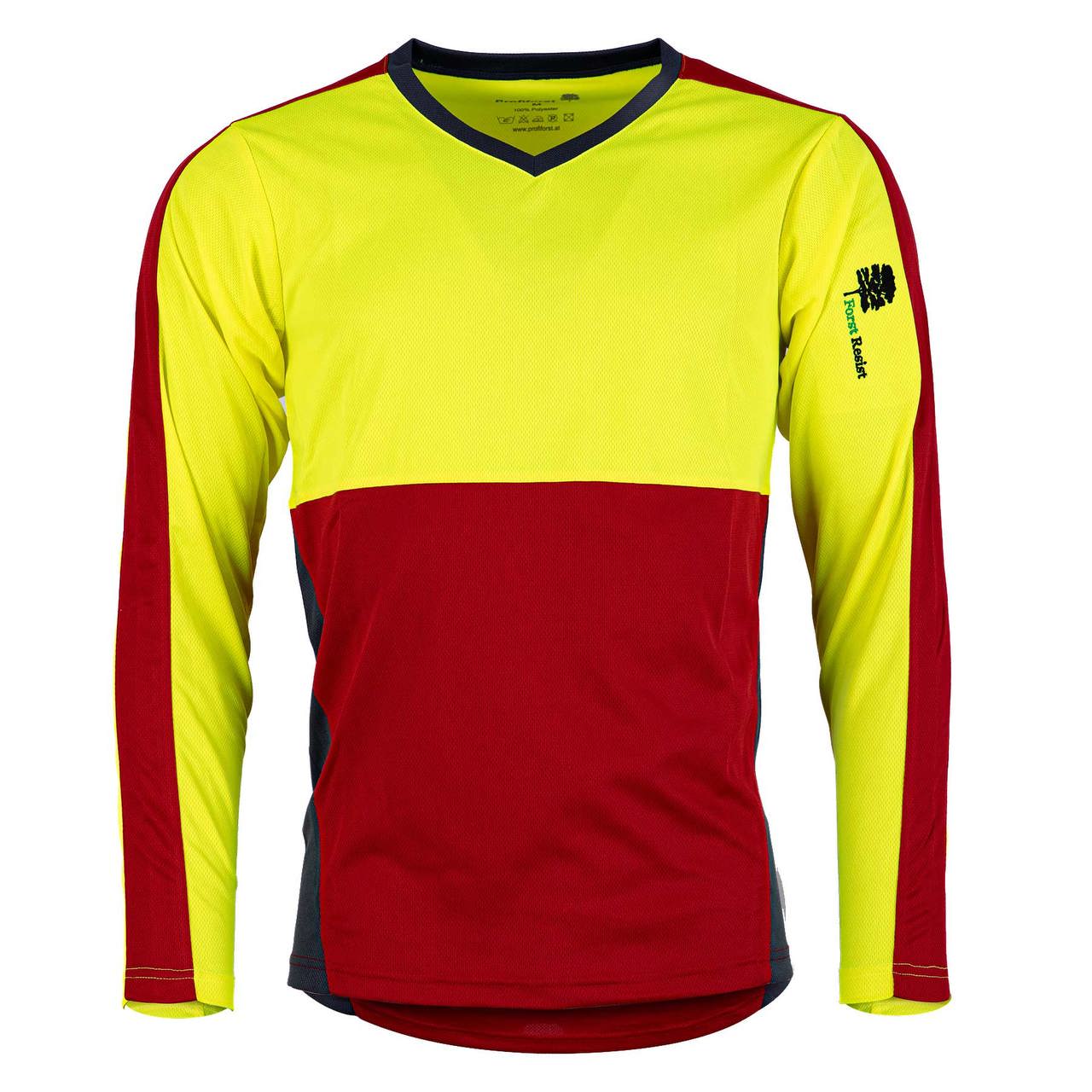 Forst Resist Funktionsshirt mit V-Ausschnitt am Kragen, langarm, rot/gelb/grau