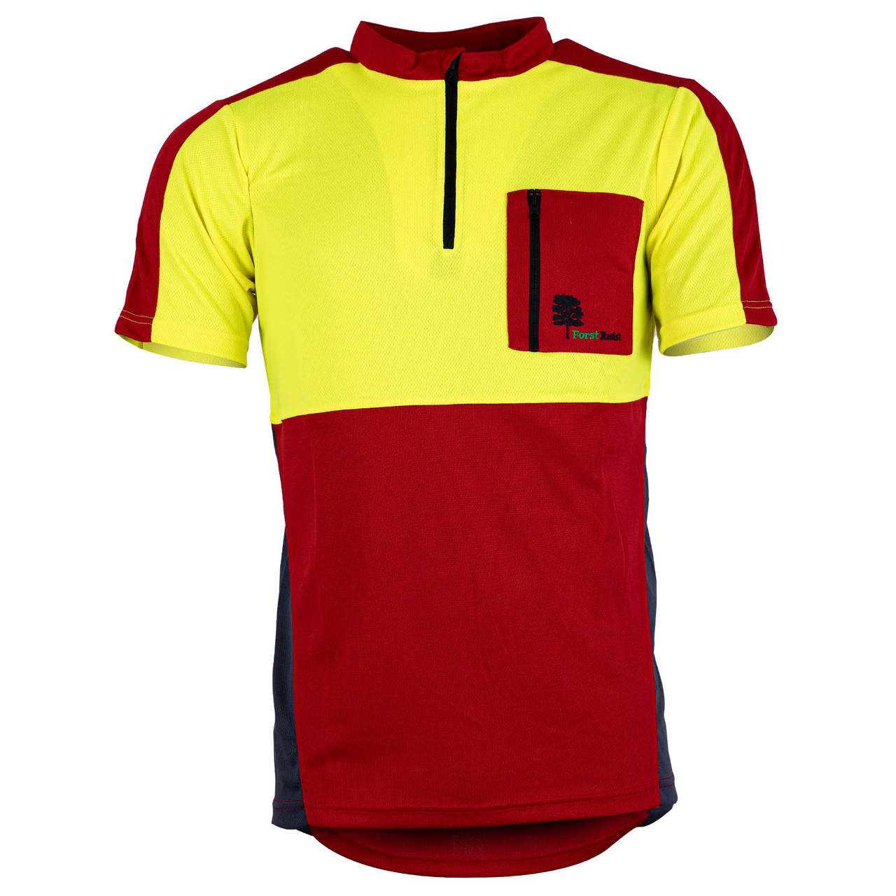 Forst Resist Funktionsshirt mit Zipp-Reißverschluss am Kragen, kurzarm, rot/gelb/grau