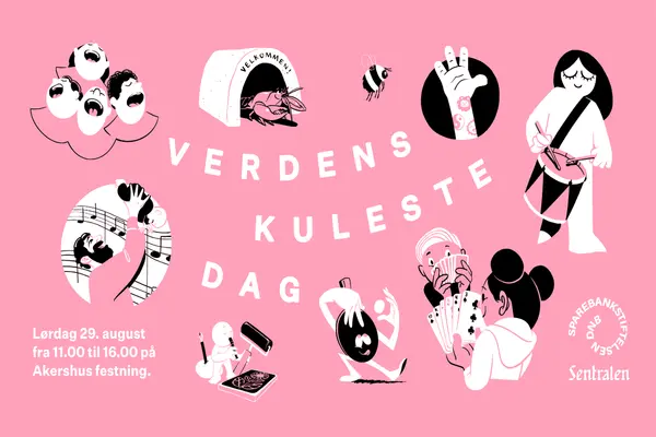 Plakat med Verdens Kuleste Dag og tidspunkt 2026 for arrangementet på Akershus festning