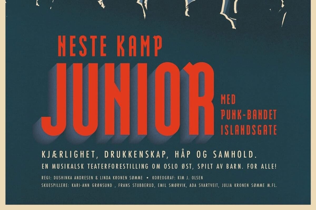 Plakat for Østkantspellet 2026 «Neste Kamp – Junior» med spilledatoer 28.–30. august utenfor Vålerenga kirke