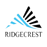 Ridgecrest logo featuring stylized blue and black triangular shapes above the word 'RIDGECREST'.