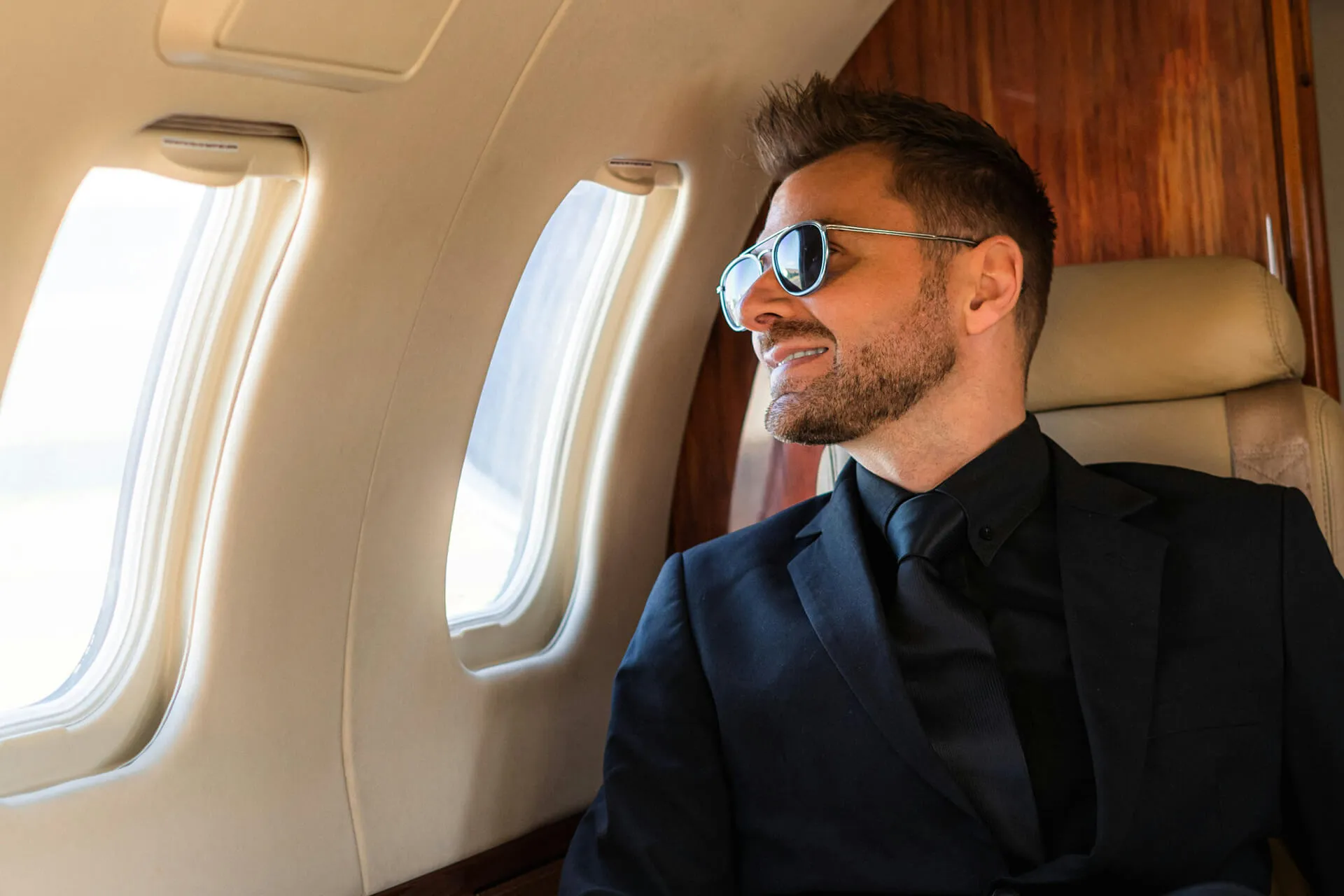 luxurious private jet experience with businessman