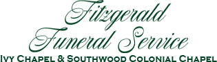 Green cursive logo reading Fitzgerald Funeral Service with Ivy Chapel and South Oakland Chapel below.