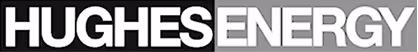 Text logo with the word 'HUGHES' in bold white on black background and 'ENERGY' in bold black on a gray background.