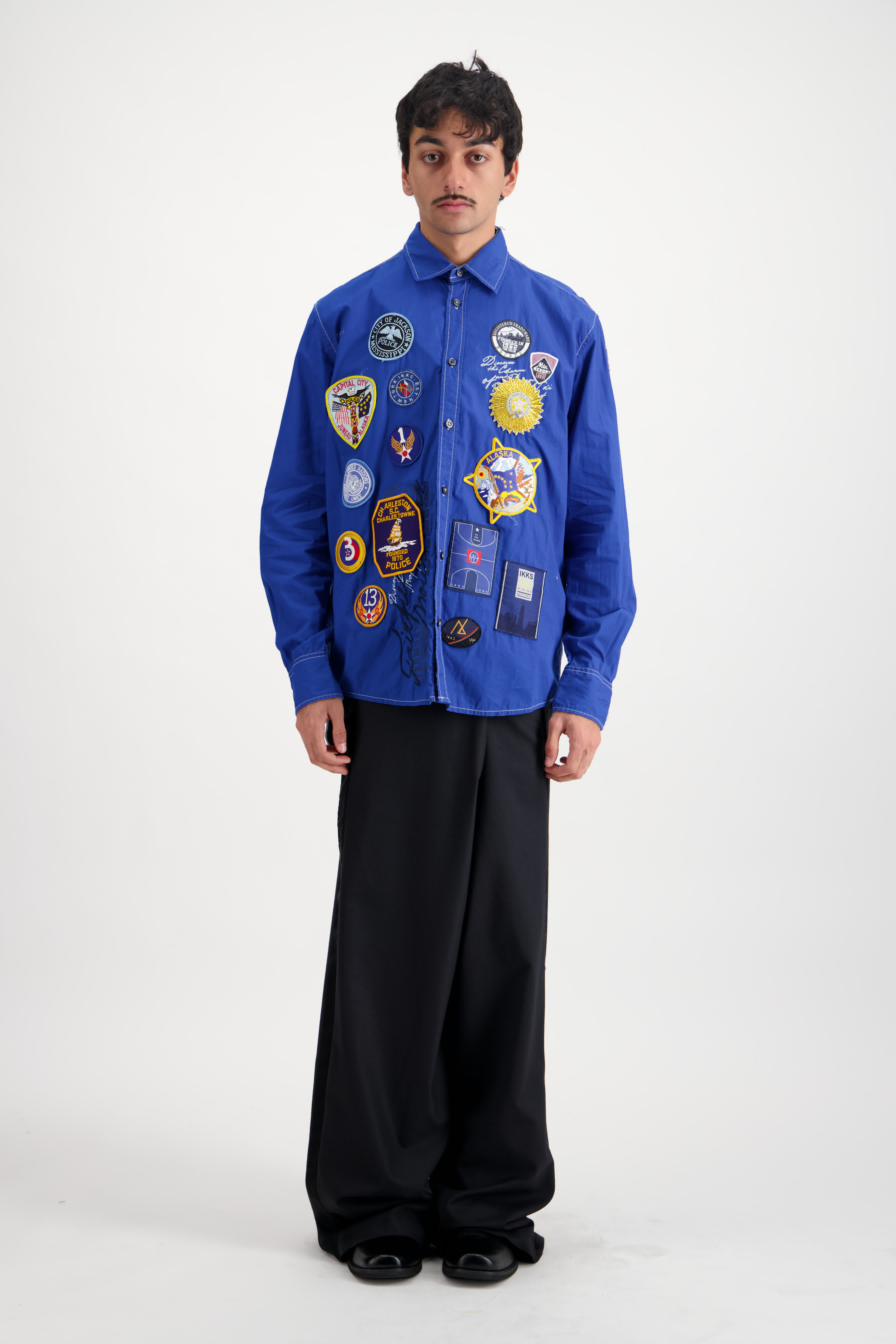 Chemise Patchs bleue