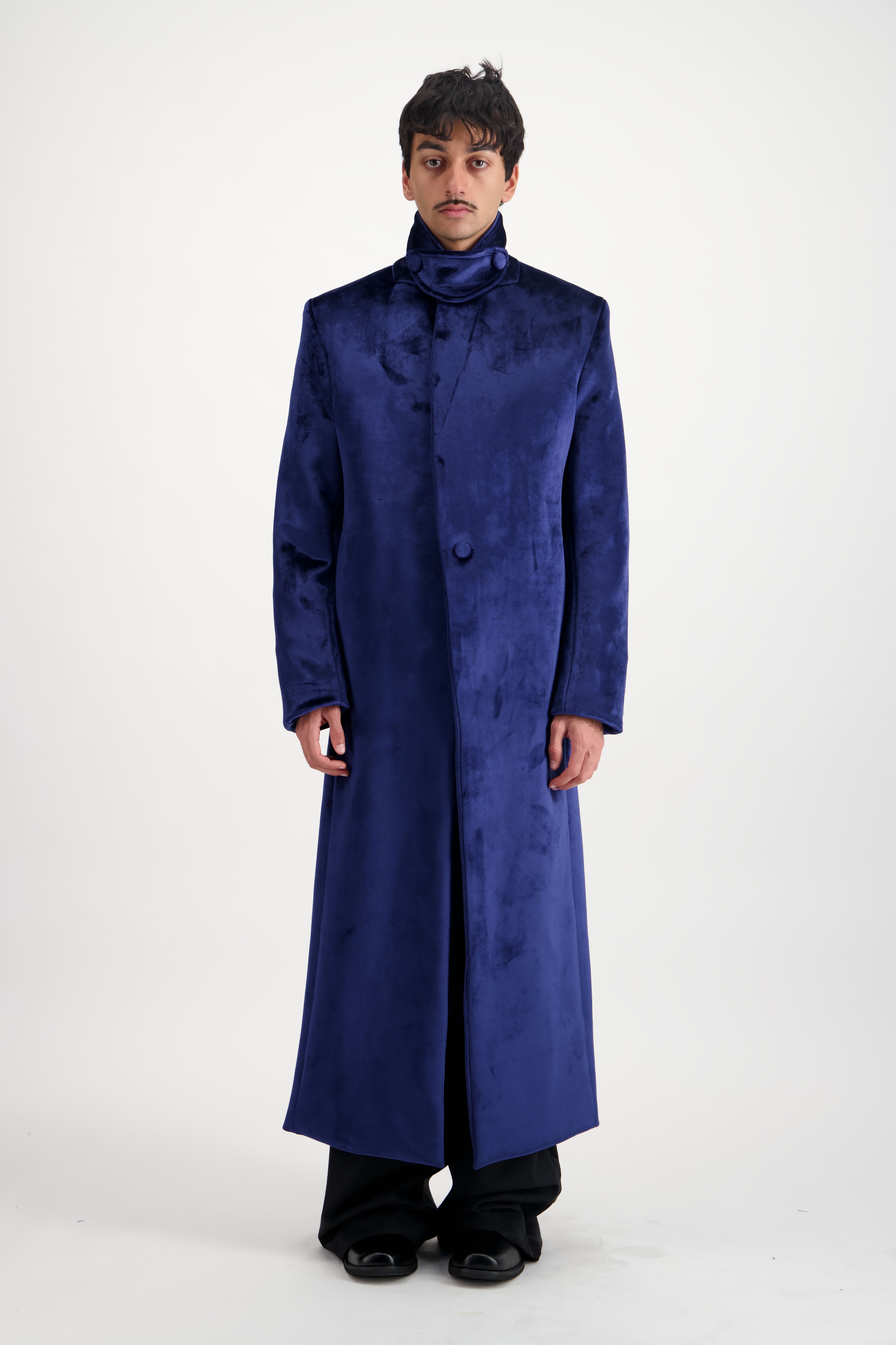 Manteau Tailleur Velours Bleu