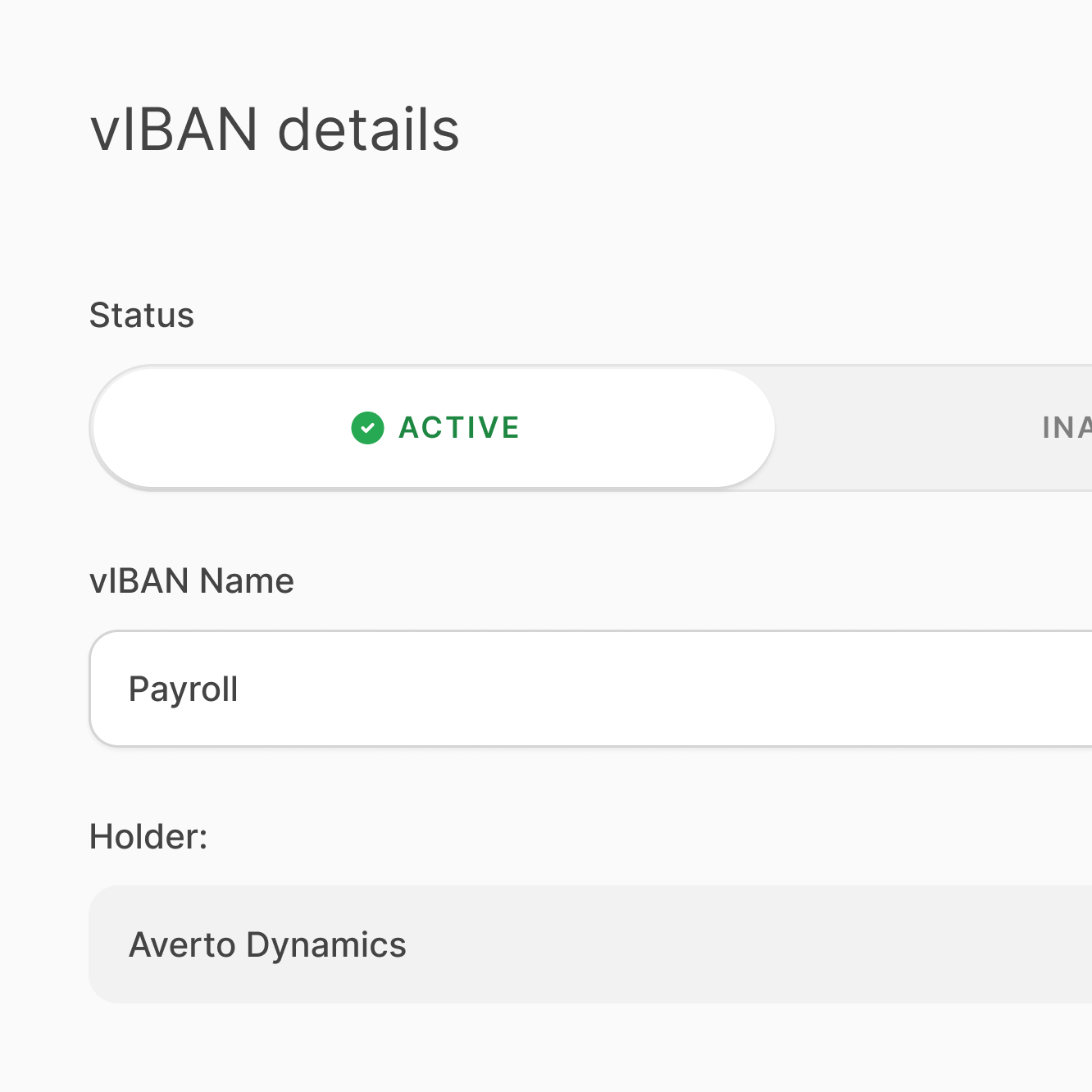 vIBAN details