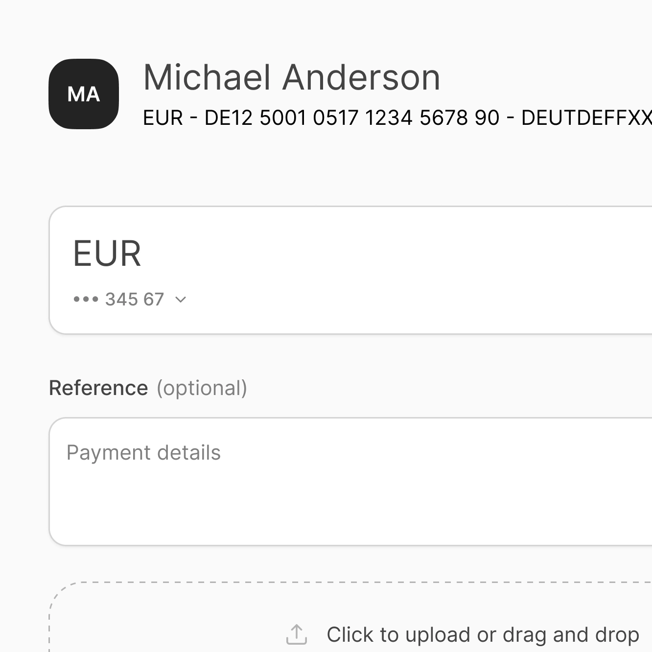 Send money UI