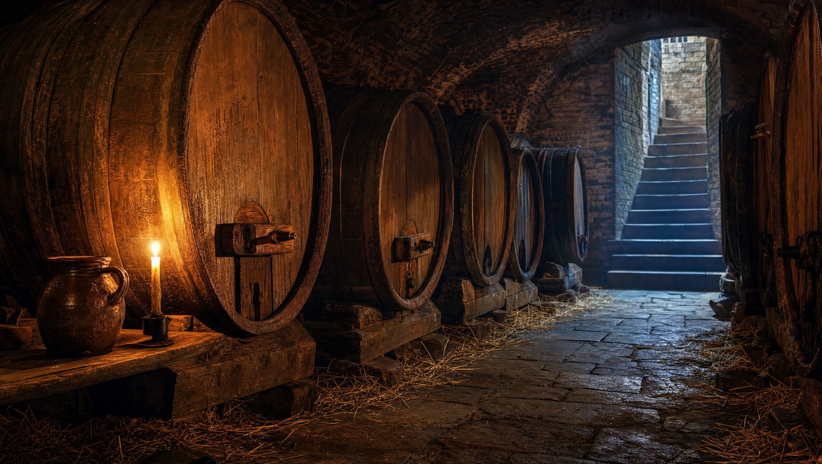 Cave de marchand londonien du XVe siècle, tonneaux de malmsey