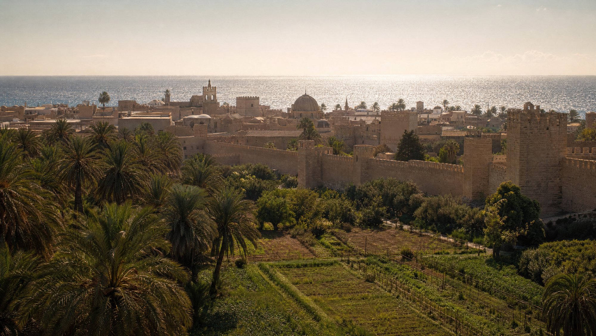 La cité médiévale de Valence, remparts et vergers près de la Méditerranée