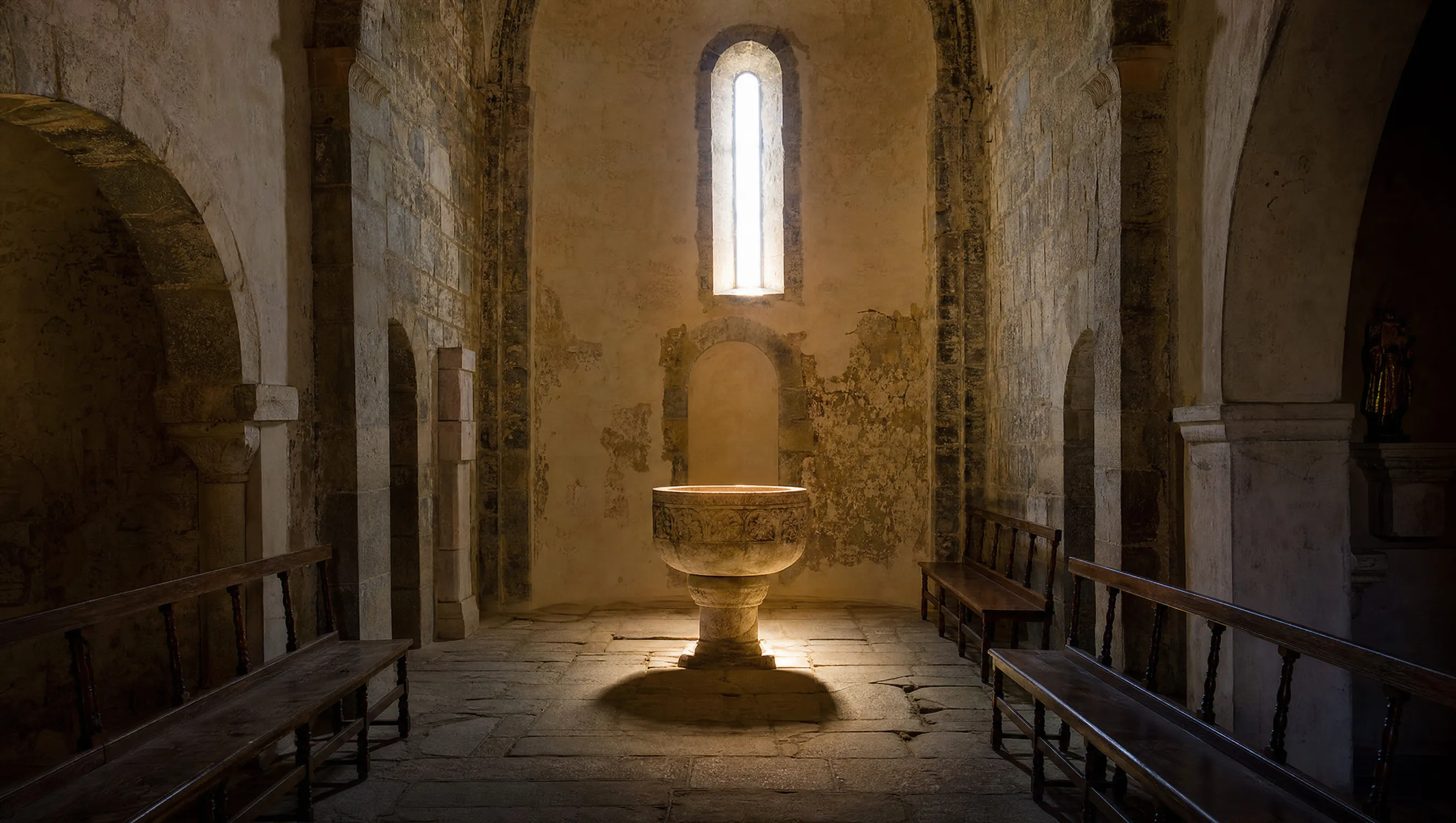 Les fonts baptismaux de l'église Saint-Martin de Medellín, où Hernán Cortés fut baptisé le 15 novembre 1485