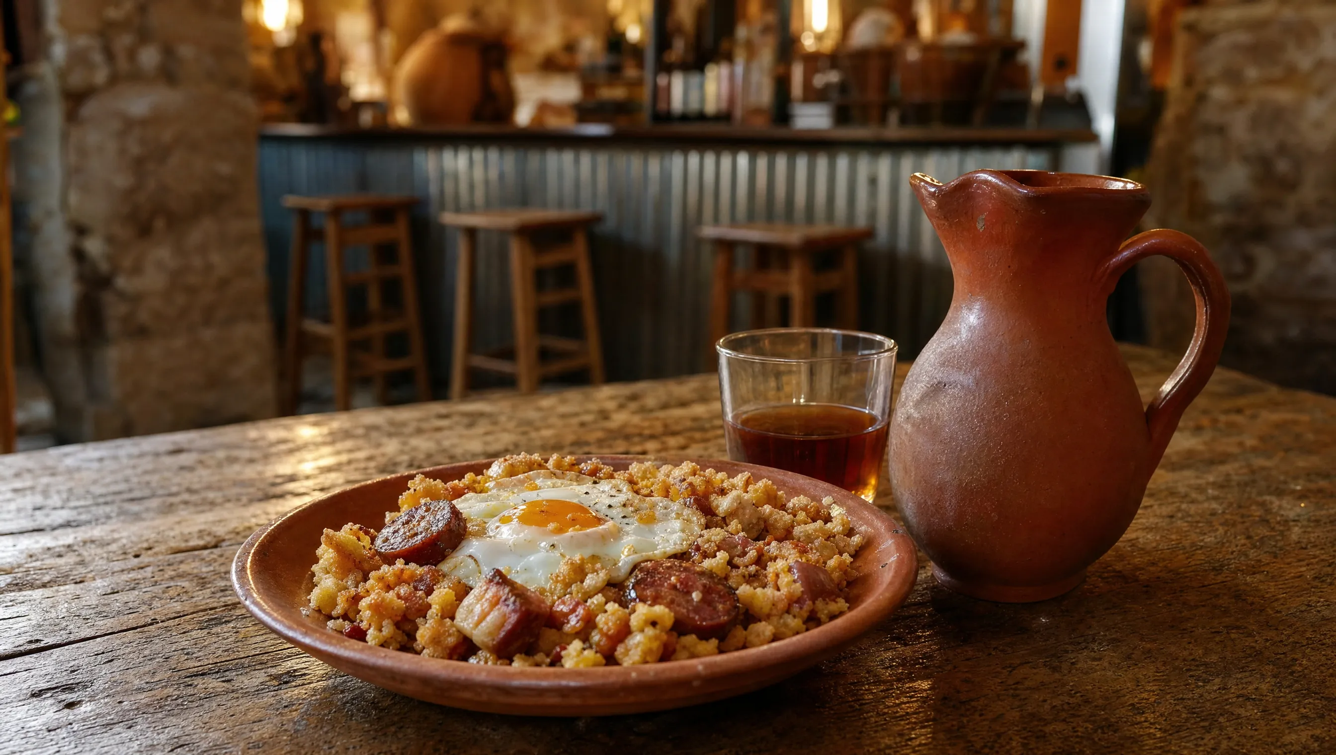 Migas extremeñas et vino de pitarra, spécialités de la table estrémègne