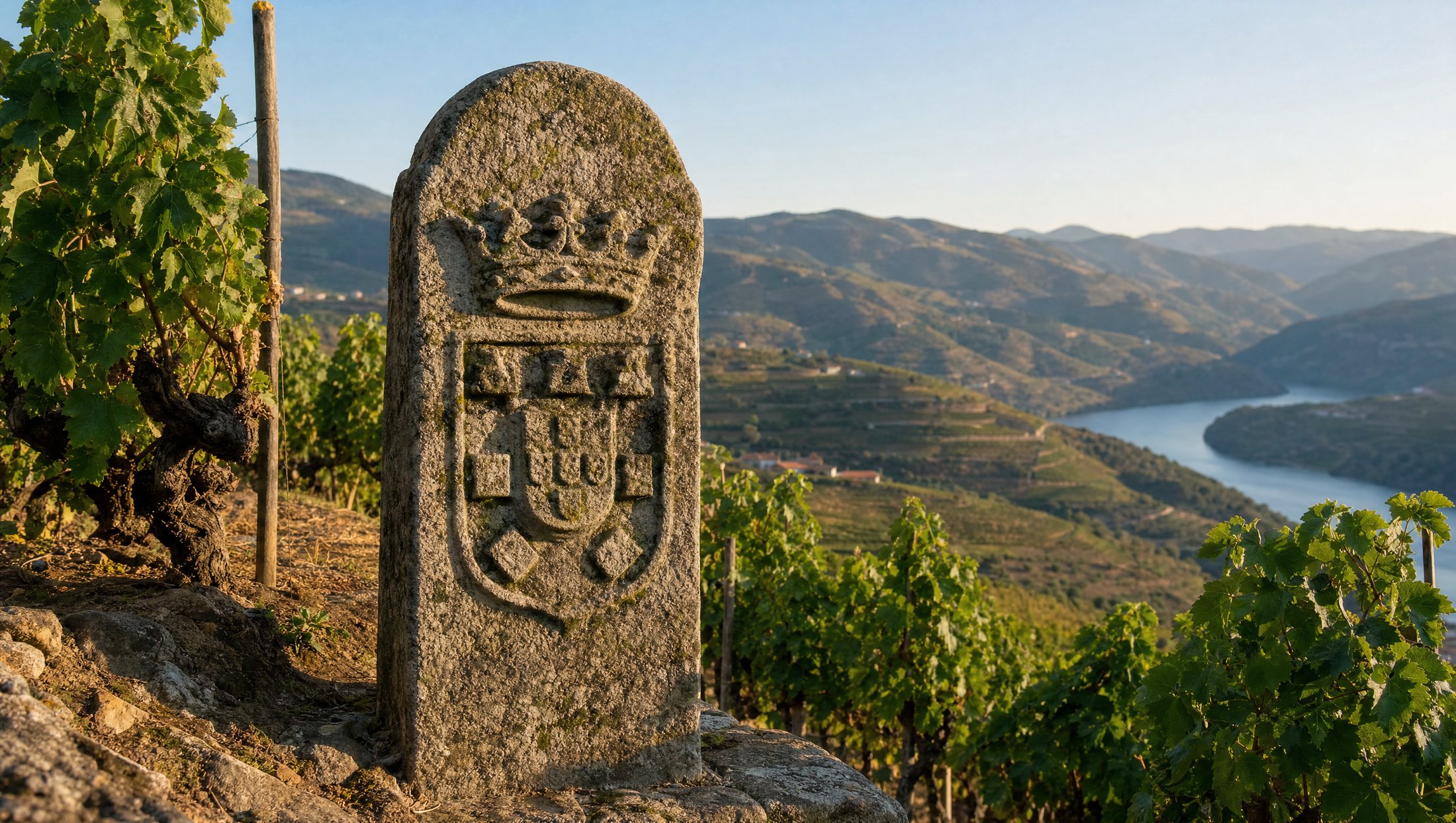 Marco pombalino, borne de granit du XVIIIe siècle marquant la région démarquée du Douro