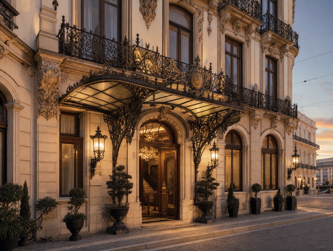 Façade ancienne de l'Hôtel Central de Lisbonne à la fin du XIXe siècle