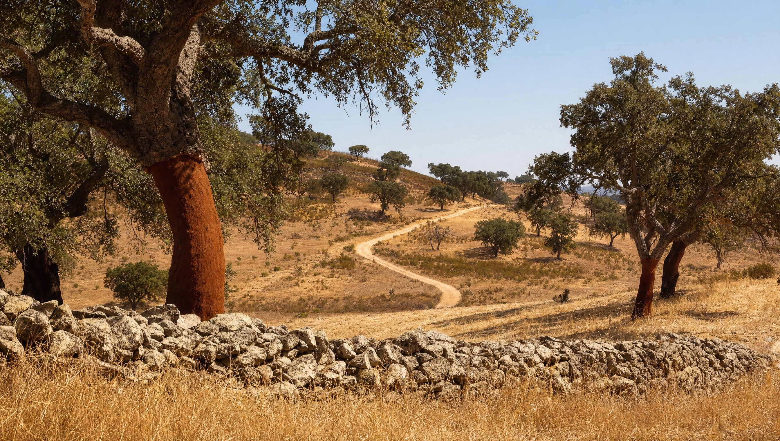 Collines sèches et chênes-lièges de l'Alentejo près d'Ourique