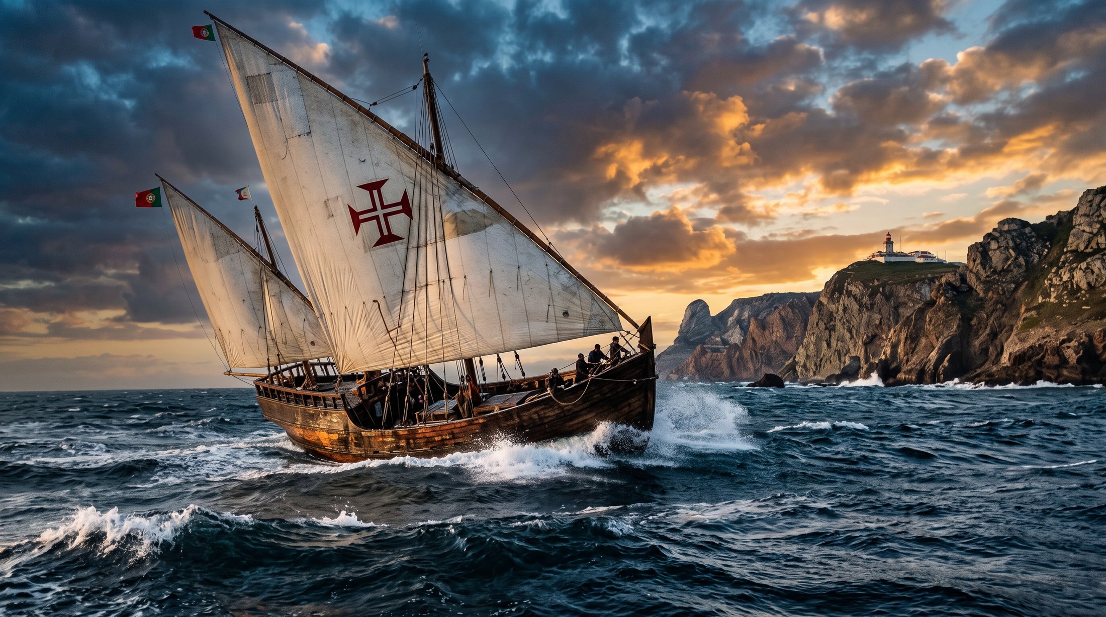 Caravelle portugaise du XVe siècle aux voiles latines sur l