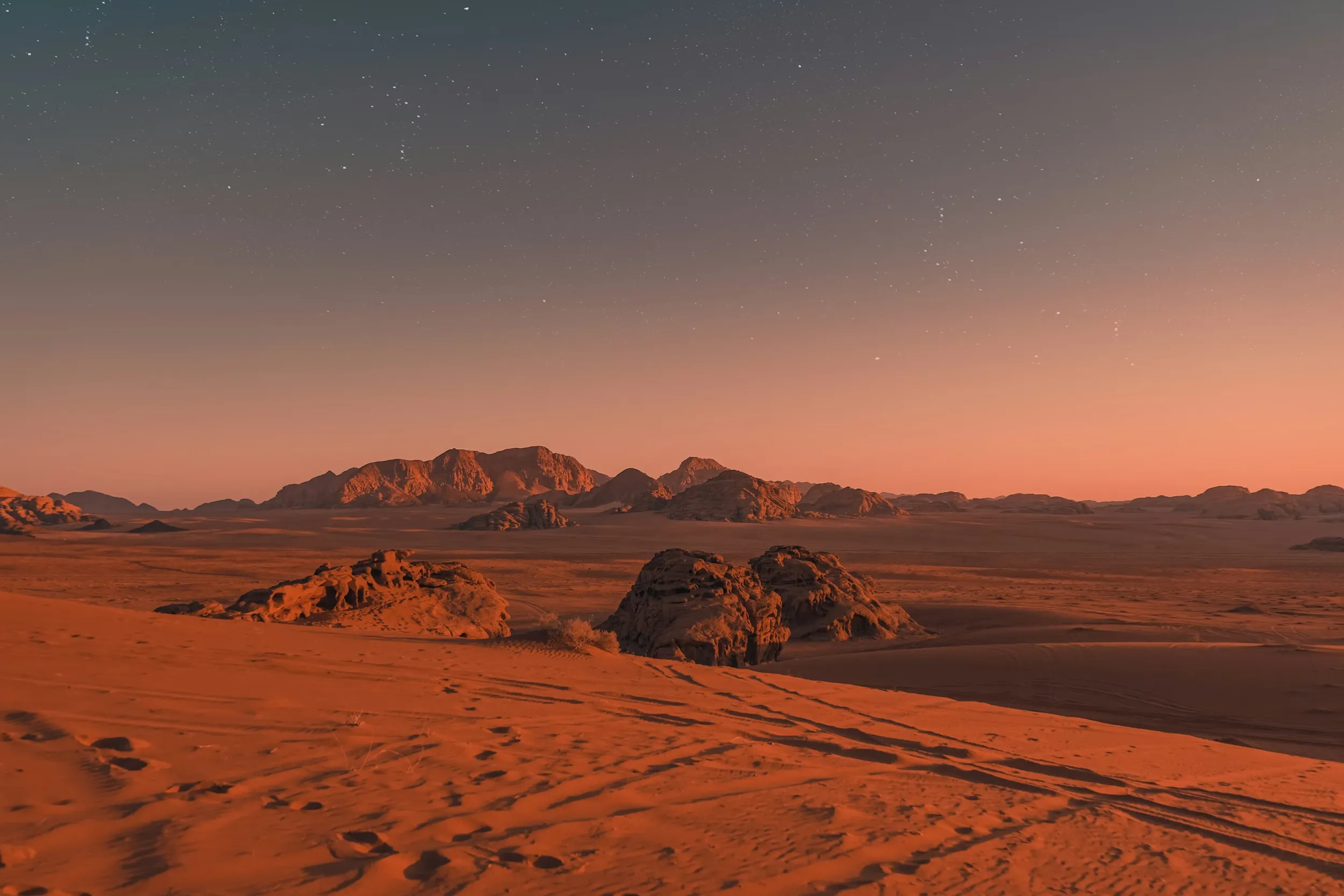 Red landscape of Wadi Rum in Jordan