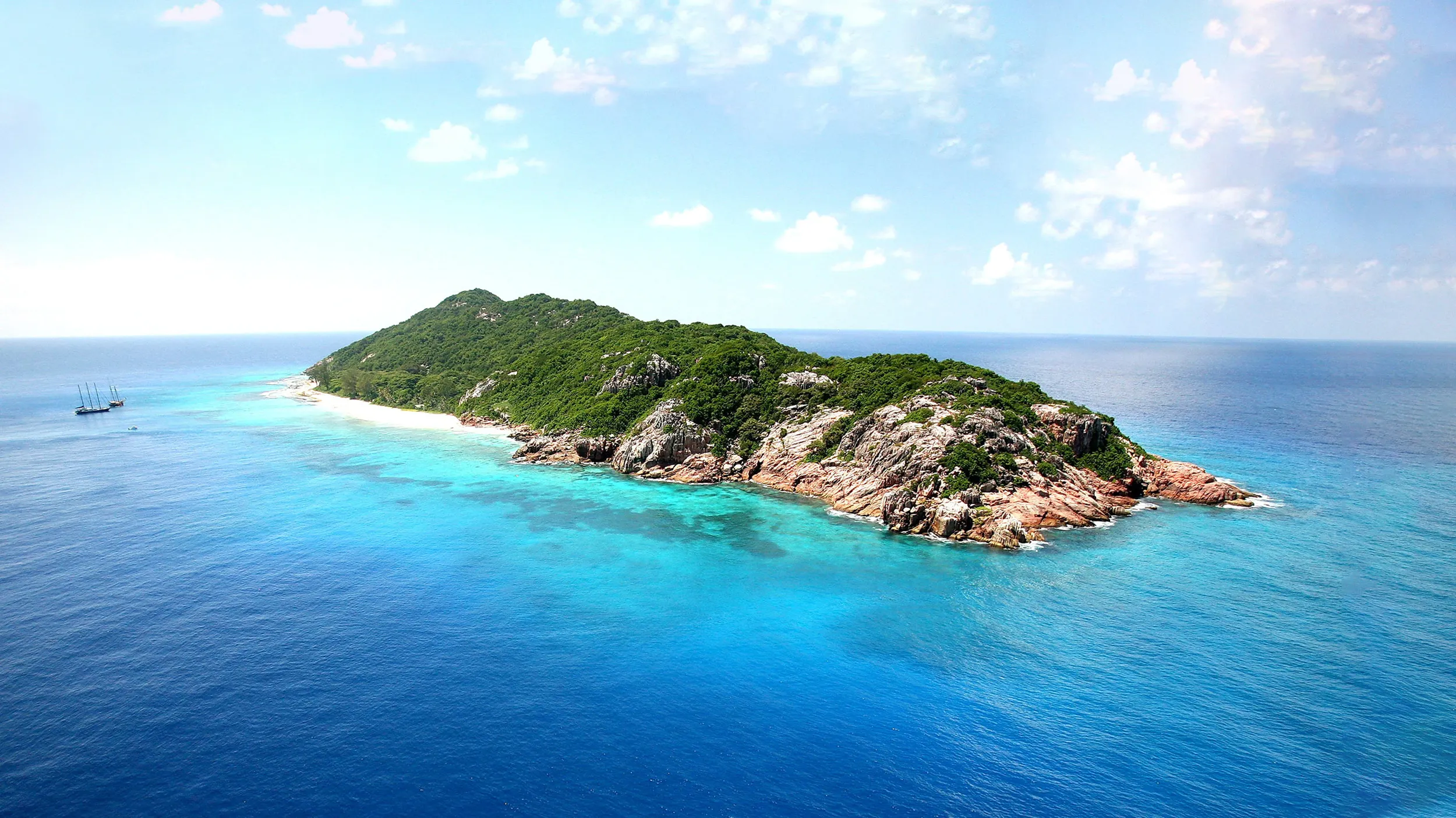 Aerial view of Aride Island in the Seychelles