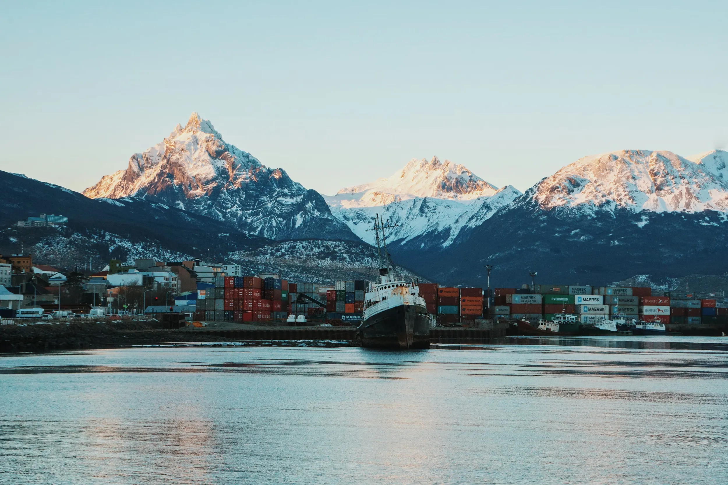 Mountains and marina of Ushuaia