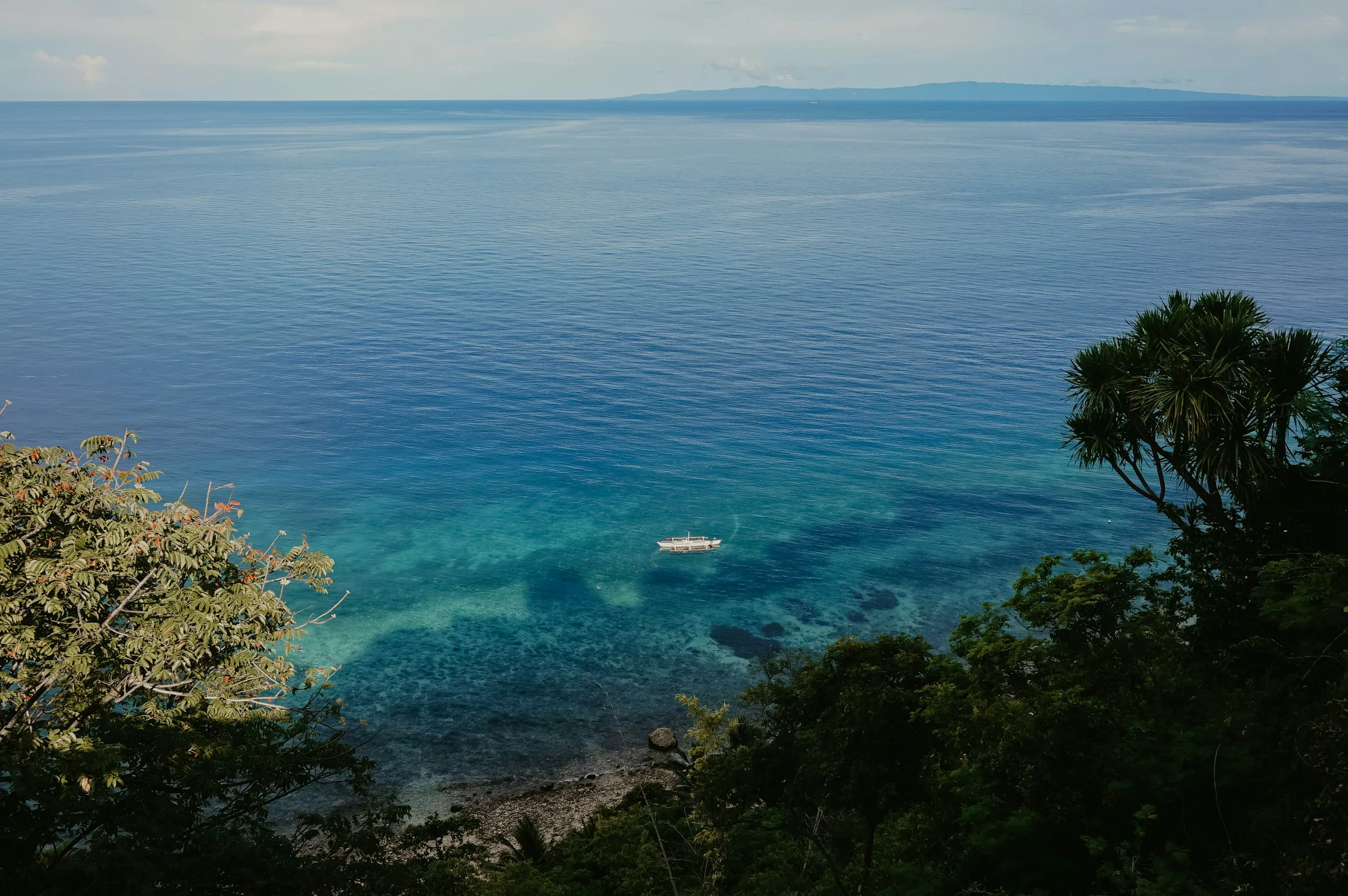 Aerial shot of blue waters in Subic Bay