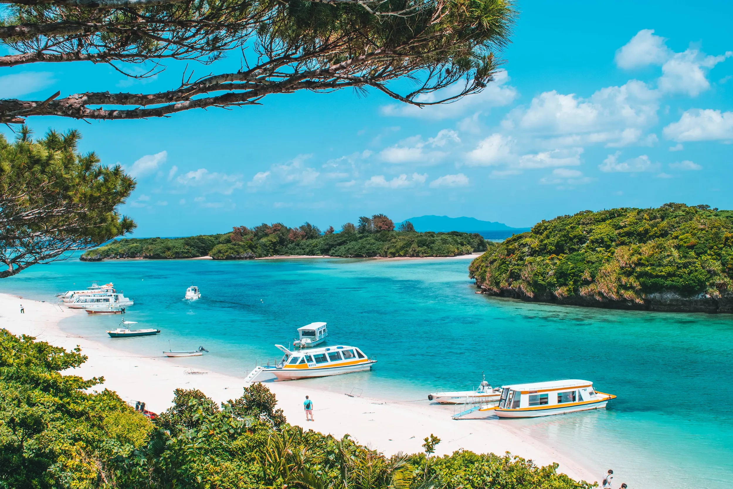 Small boats in a bay in Ishigaki