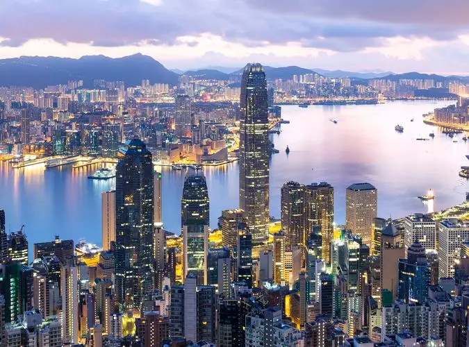 Aerial view of the Hong Kong skyline