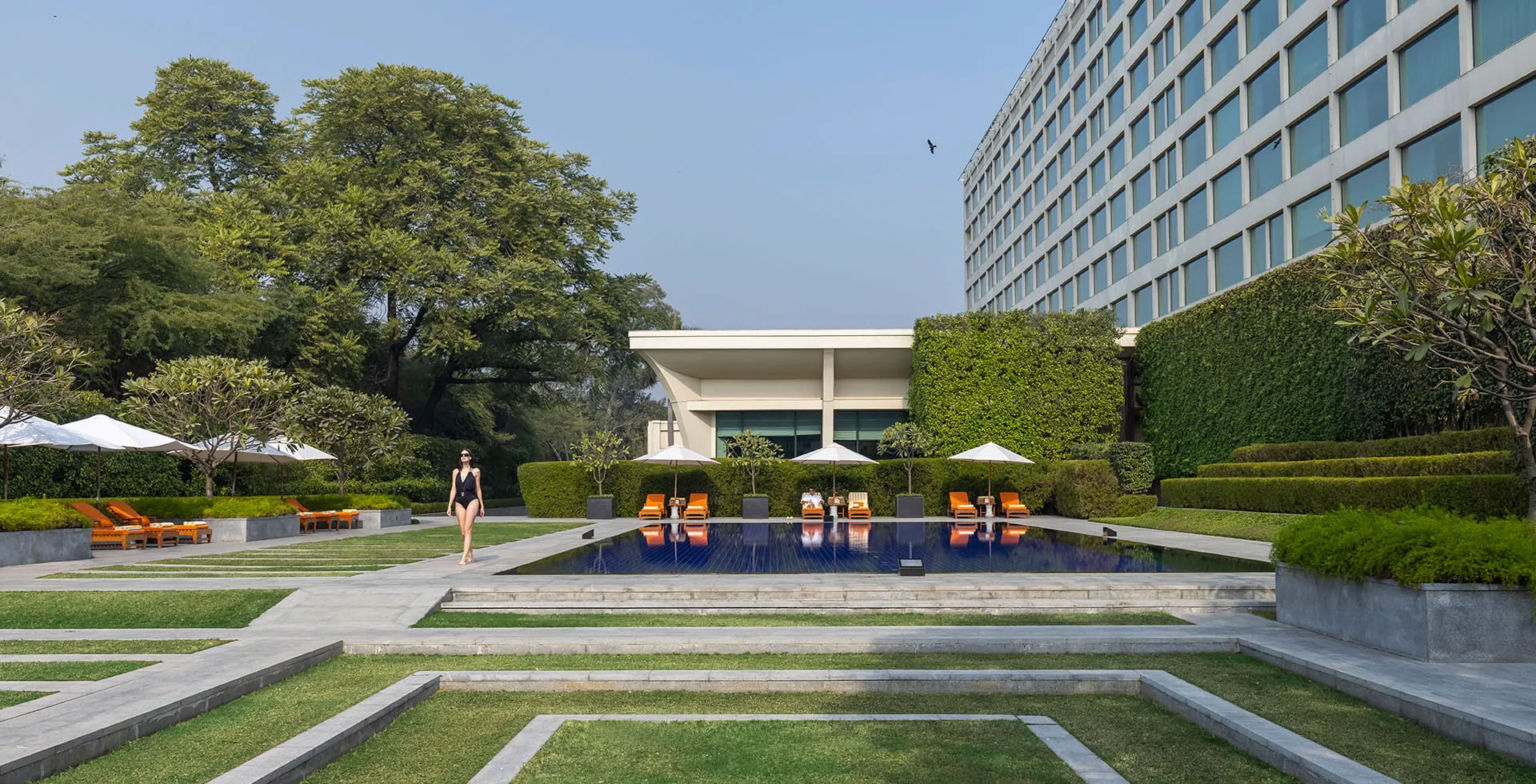 Pool yard at the Oberoi, New Delhi
