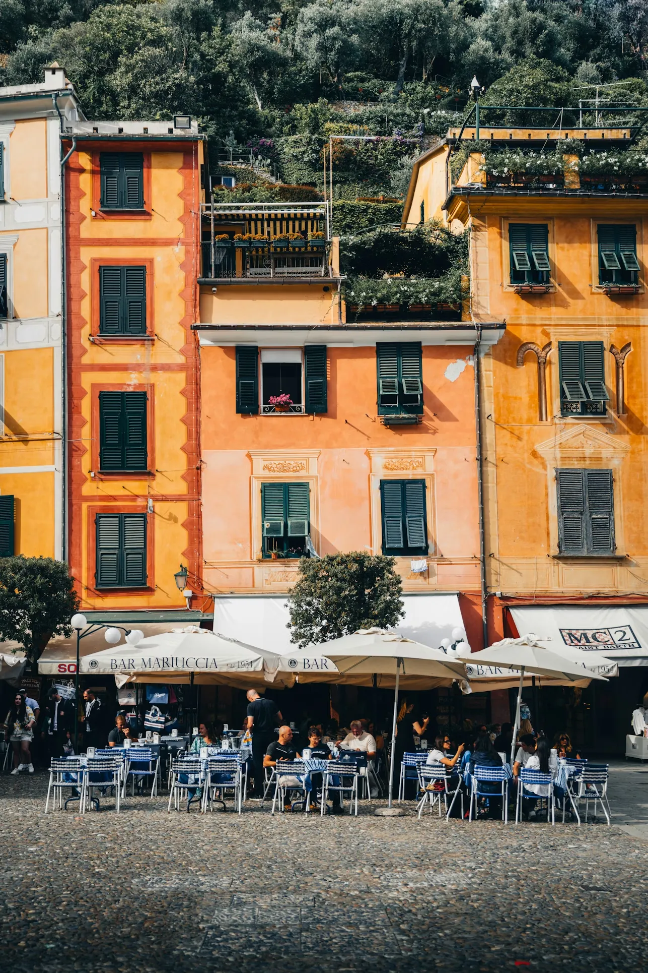 Building and outdoor cafe in Portofino