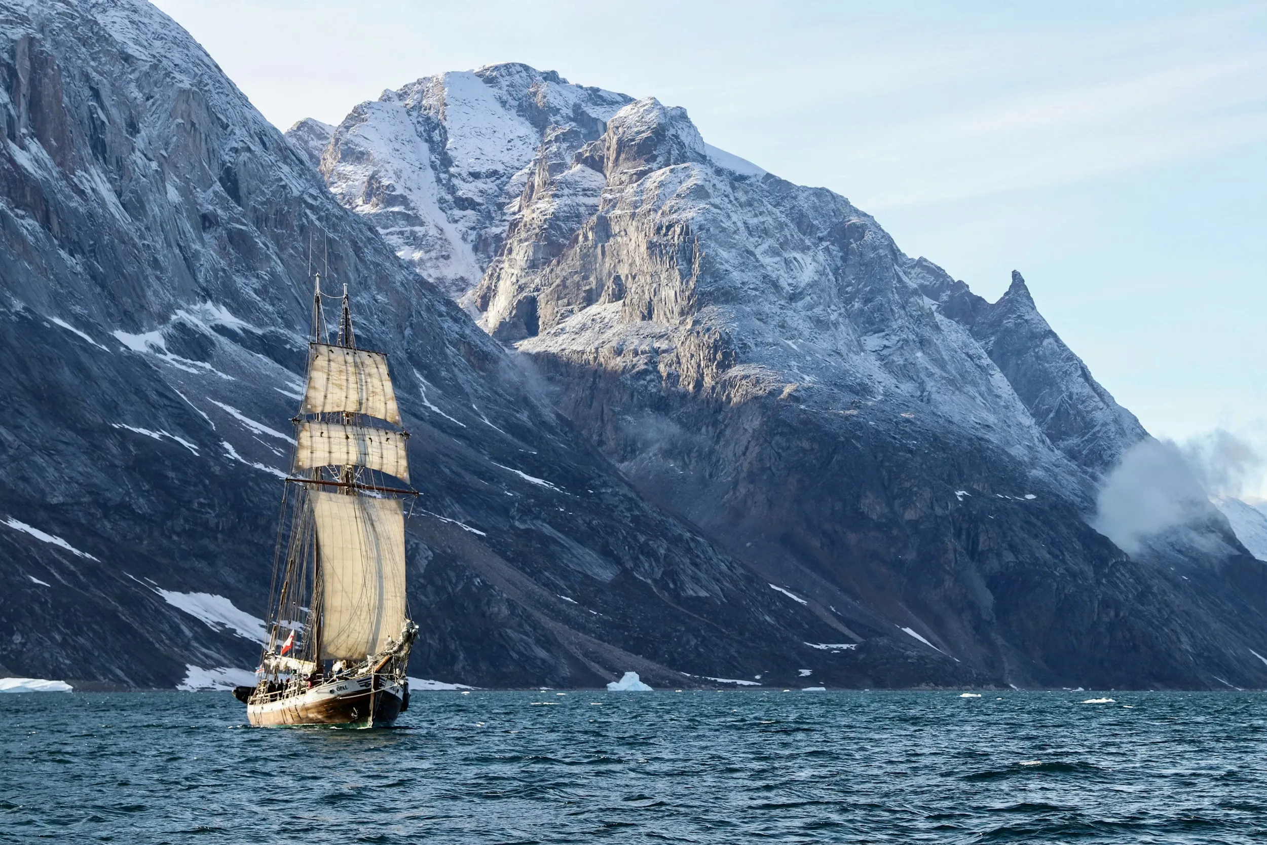 A sailboat in Scoresbysund, Greenland