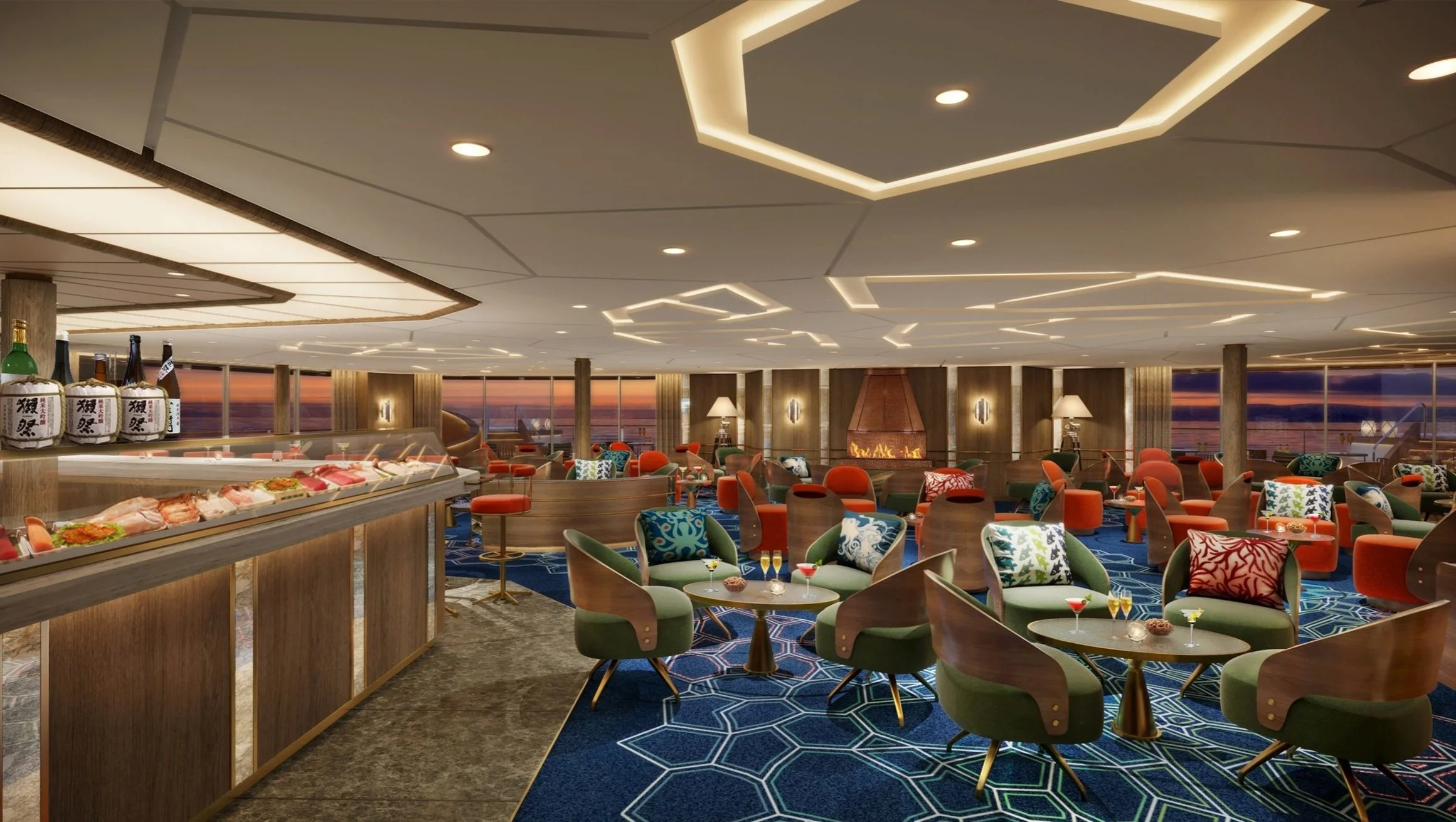 The Seabourn Venture sushi bar and night club