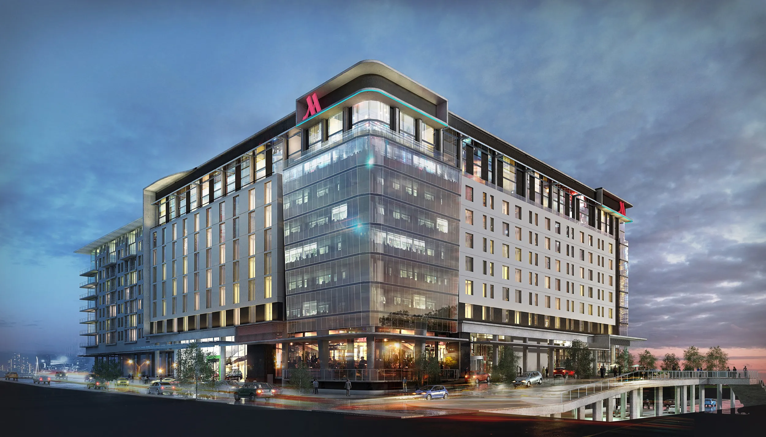 A downtown Marriott hotel building