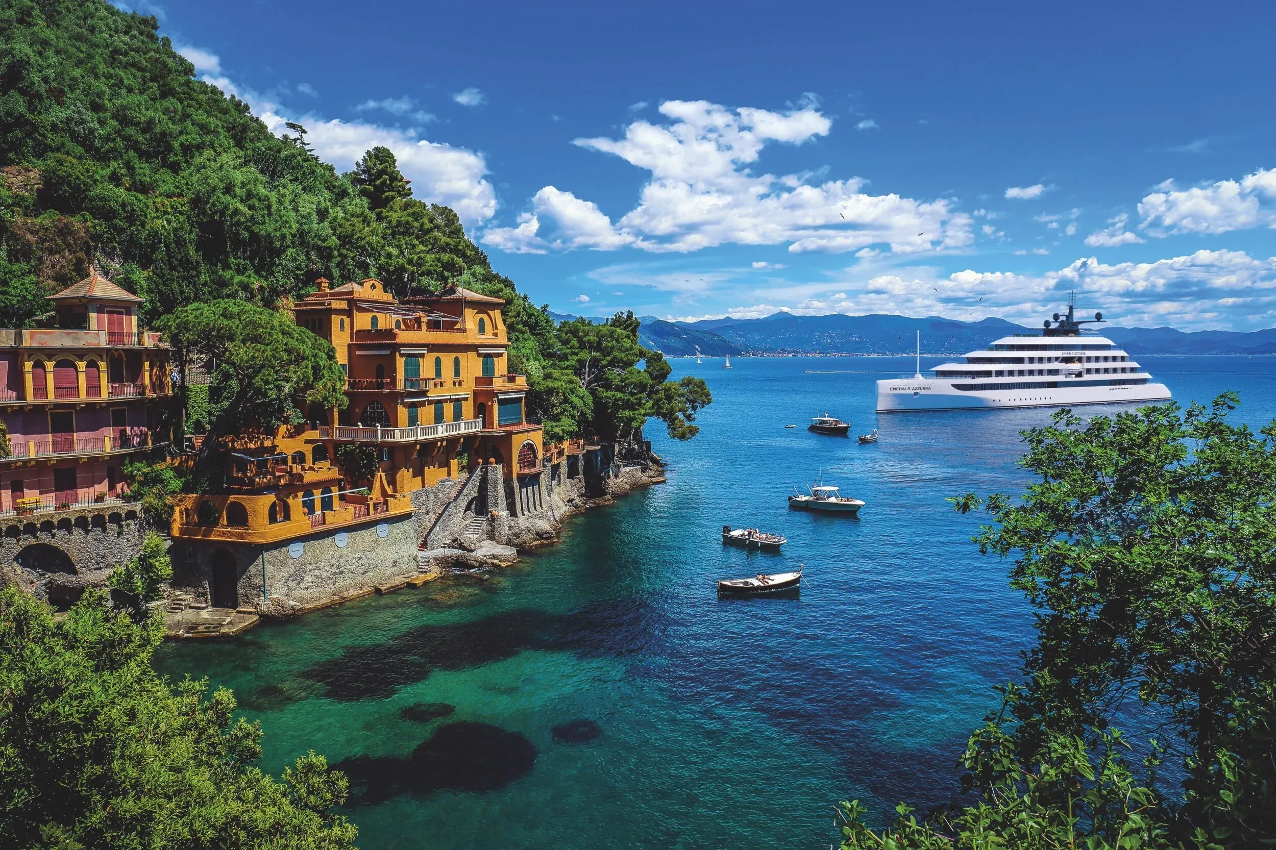 An Emerald yacht in an Italian harbor
