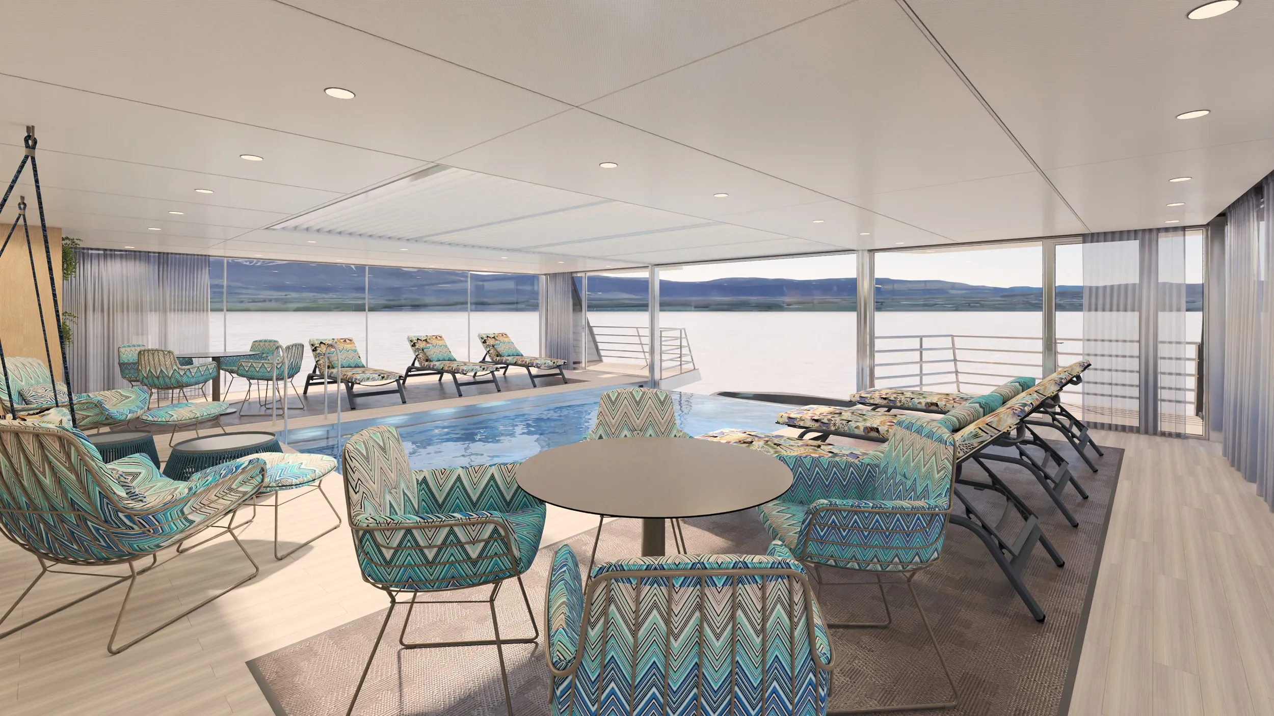 An Emerald river cruise ship pool deck