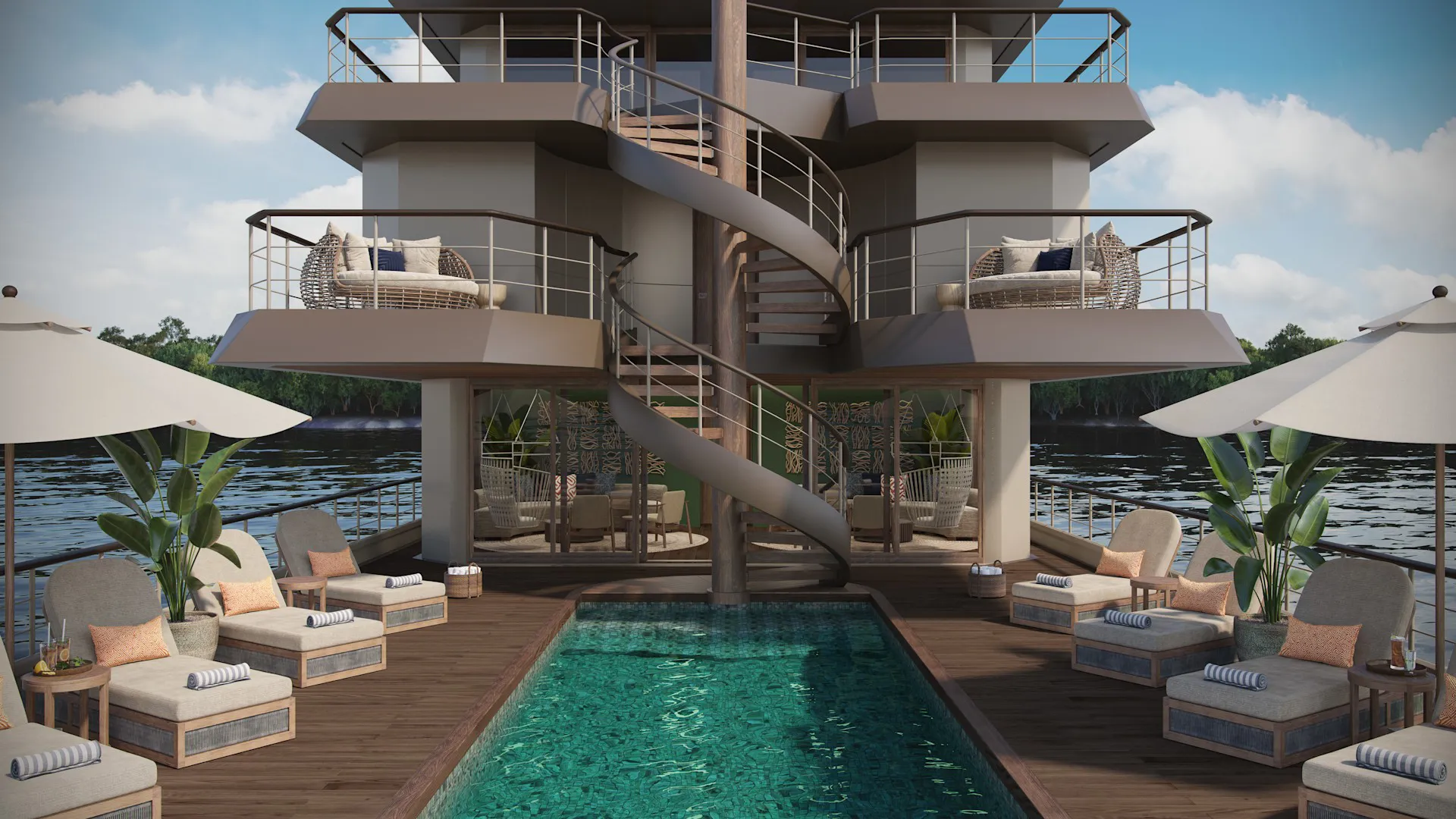 &Beyond Amazon Explorer yacht pool deck