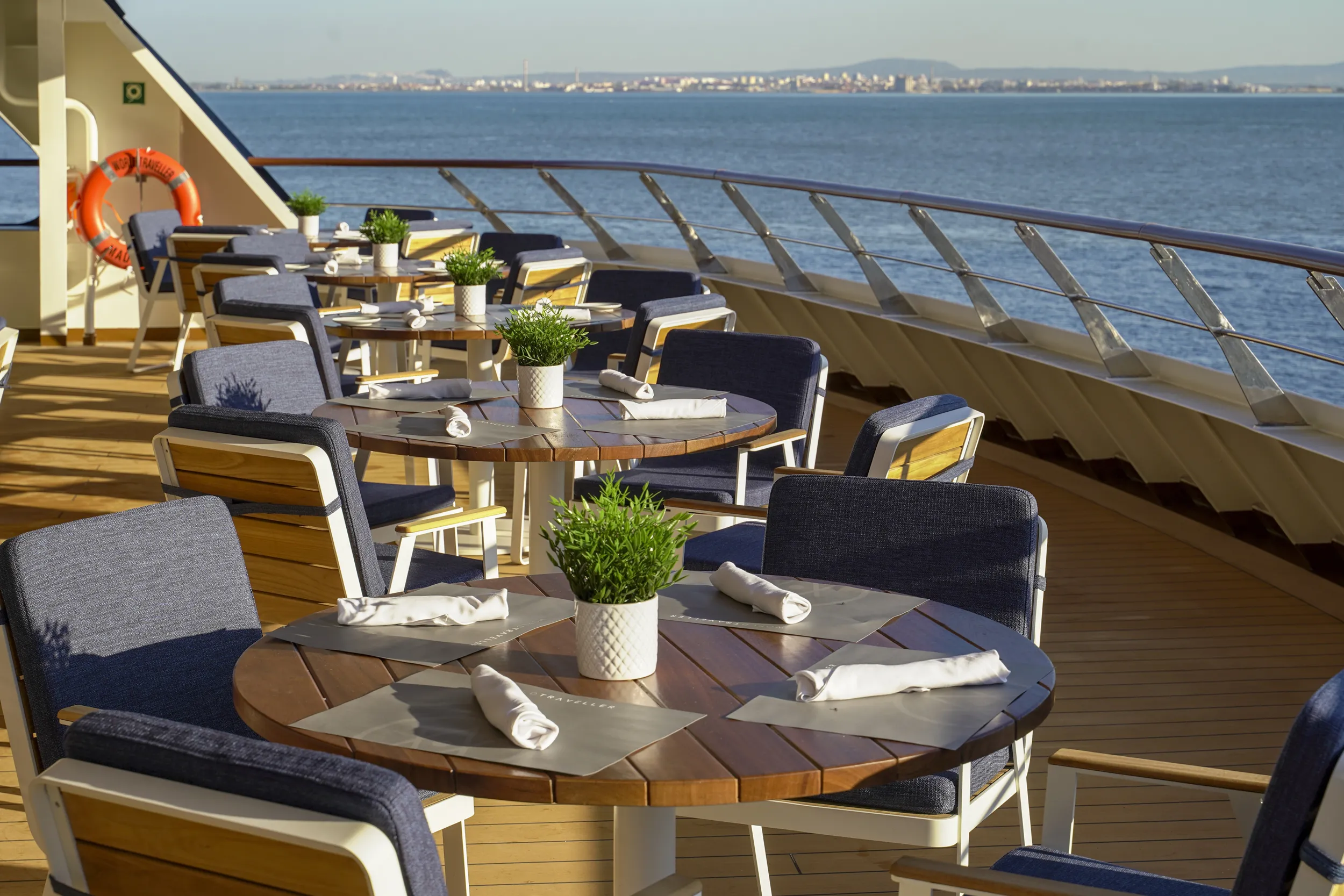 An Atlas cruise ship al fresco dining deck