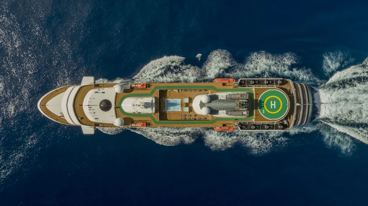 An Atlas cruise ship birdseye view