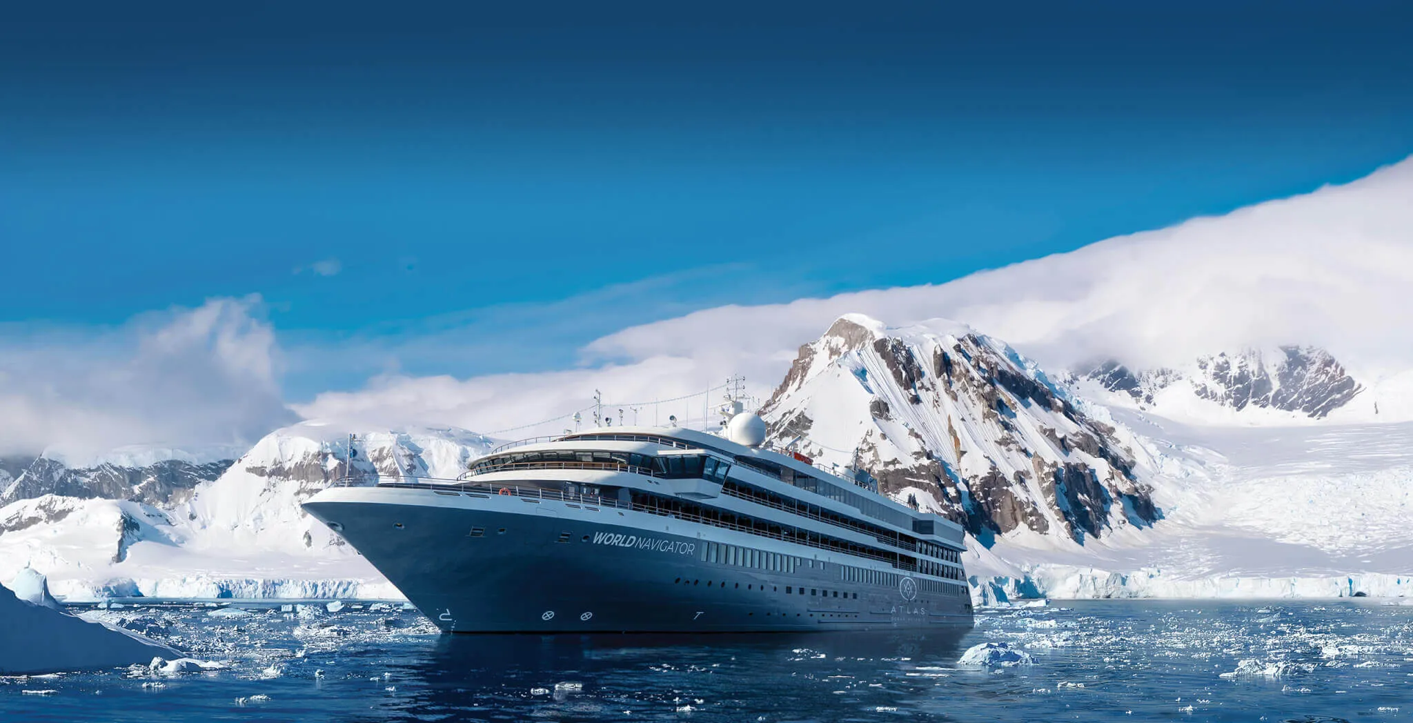An Atlas cruise ship in Antarctica