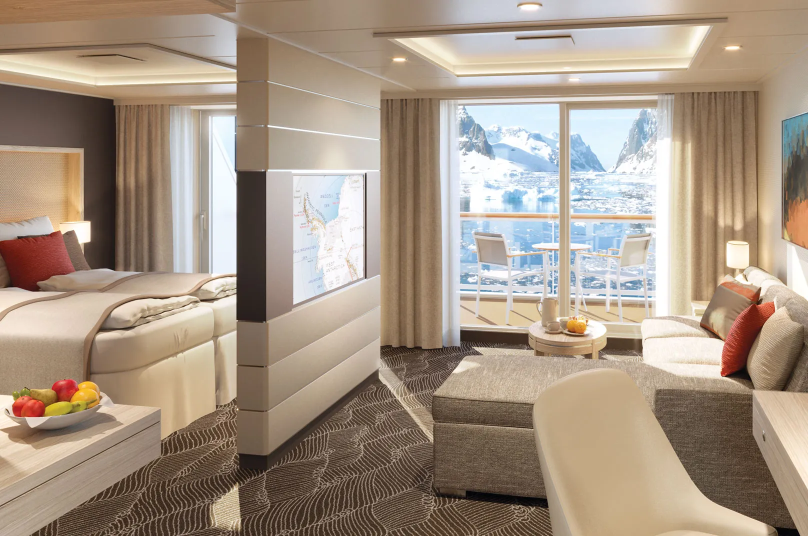 Aft loading of zoNatGeo-Lindblad expedition cruise ship stateroom