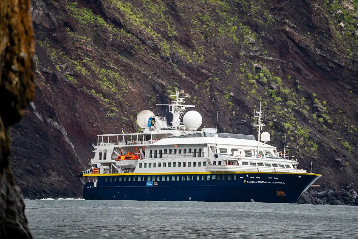 Aft loading of zodiacs on a NatGeo-Lindblad expedition cruise ship in Galapagos