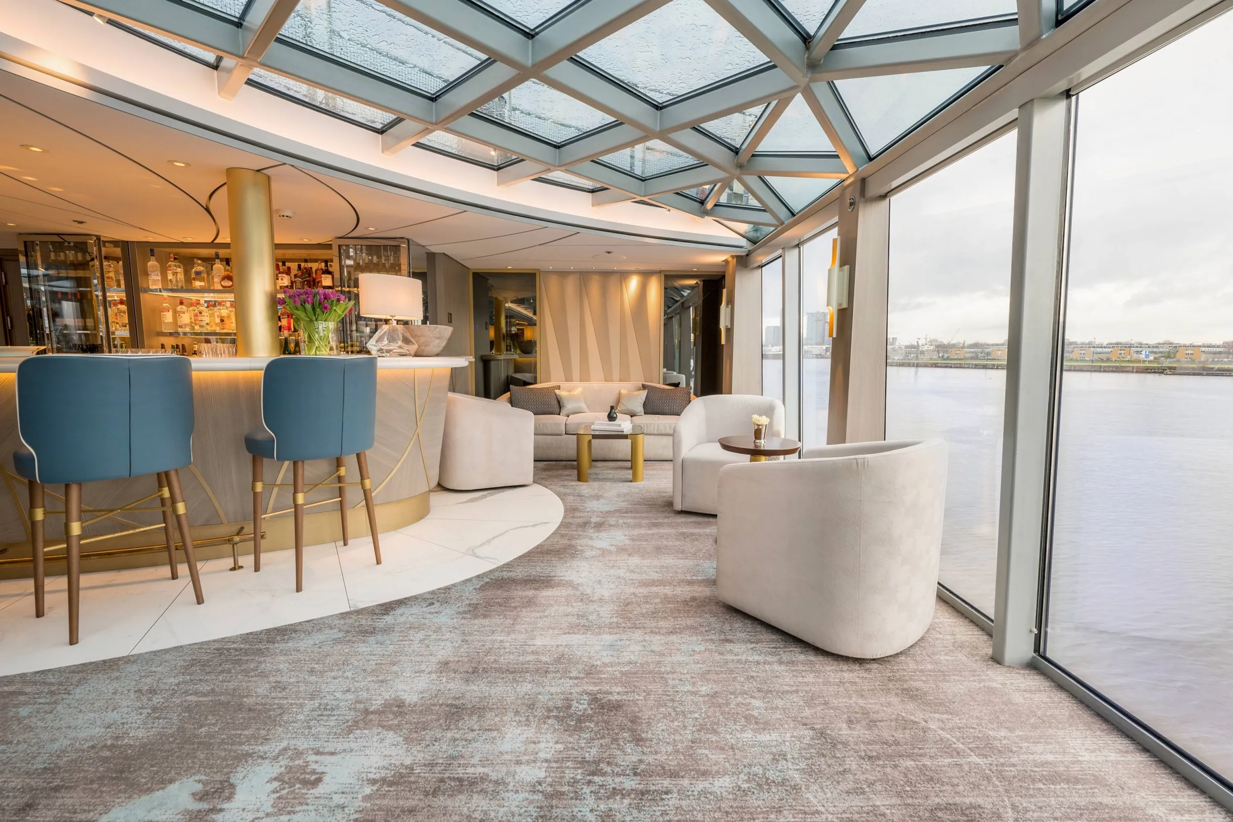 Uniworld river cruise ship bar area