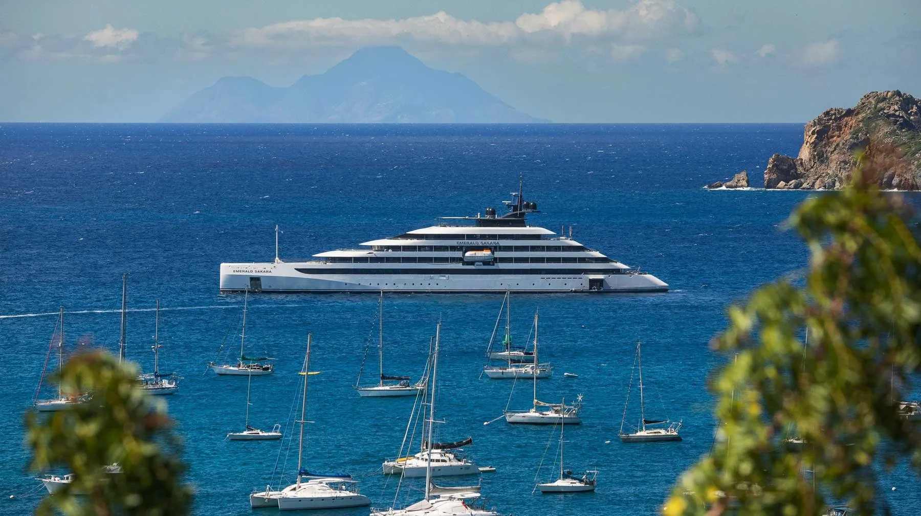 An Emerald luxury yacht anchored in the Caribbean