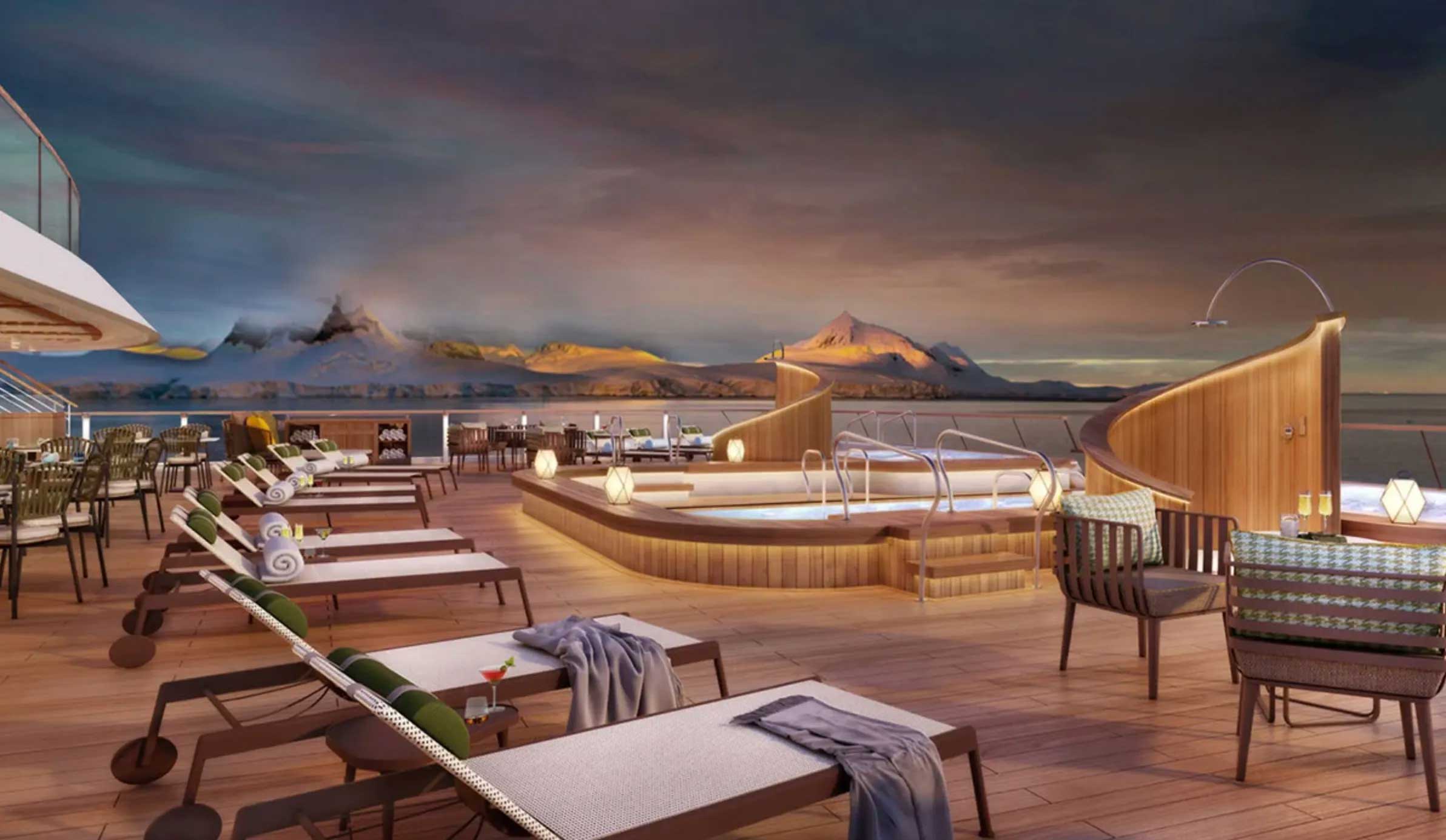 Pool deck on the Seabourn Venture cruise ship