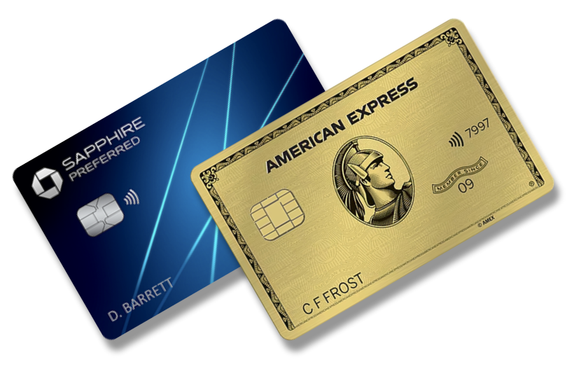 Overlay of the American Express Gold Card and Chase Sapphire Preferred