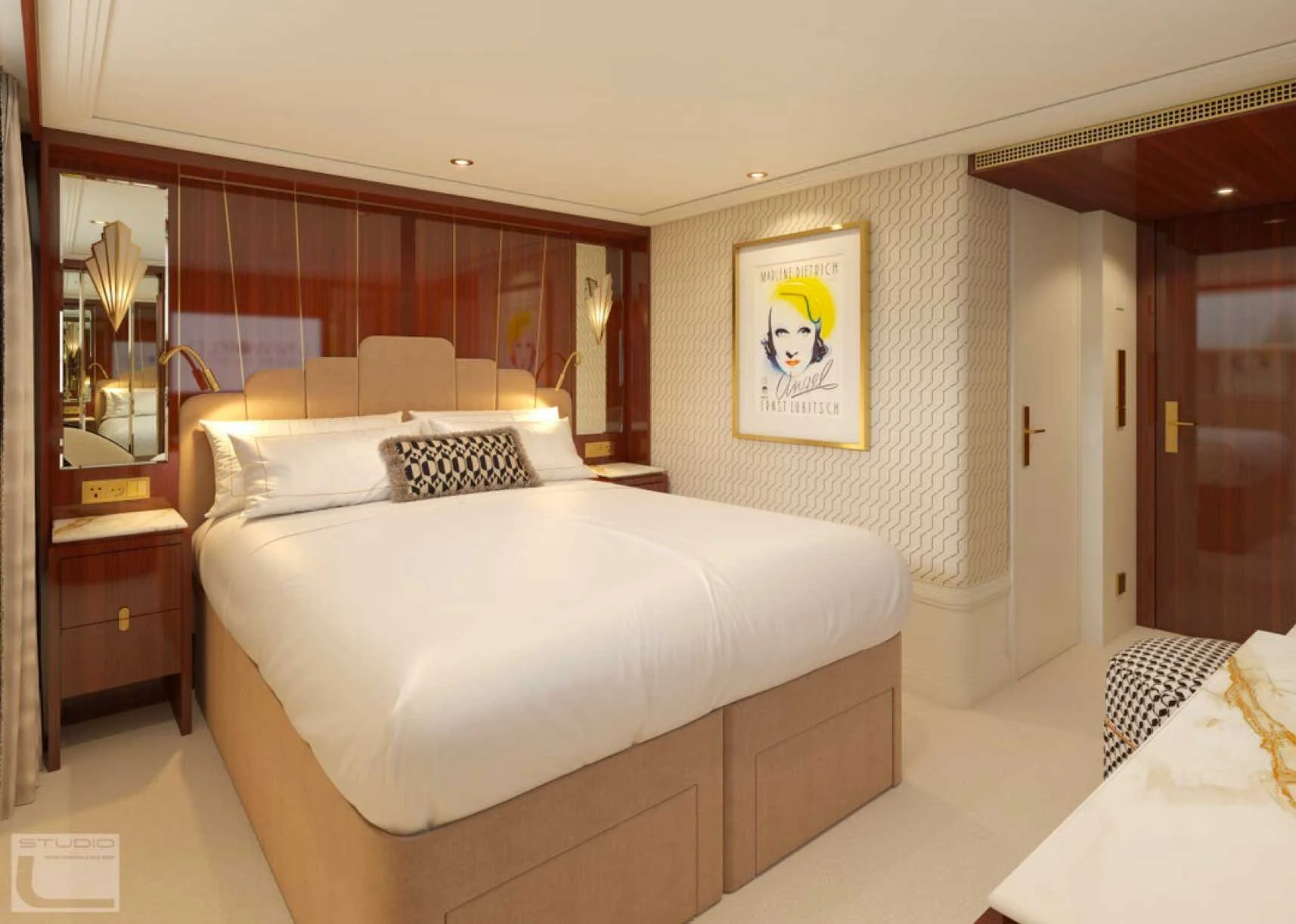 A Uniworld river cruise ship stateroom