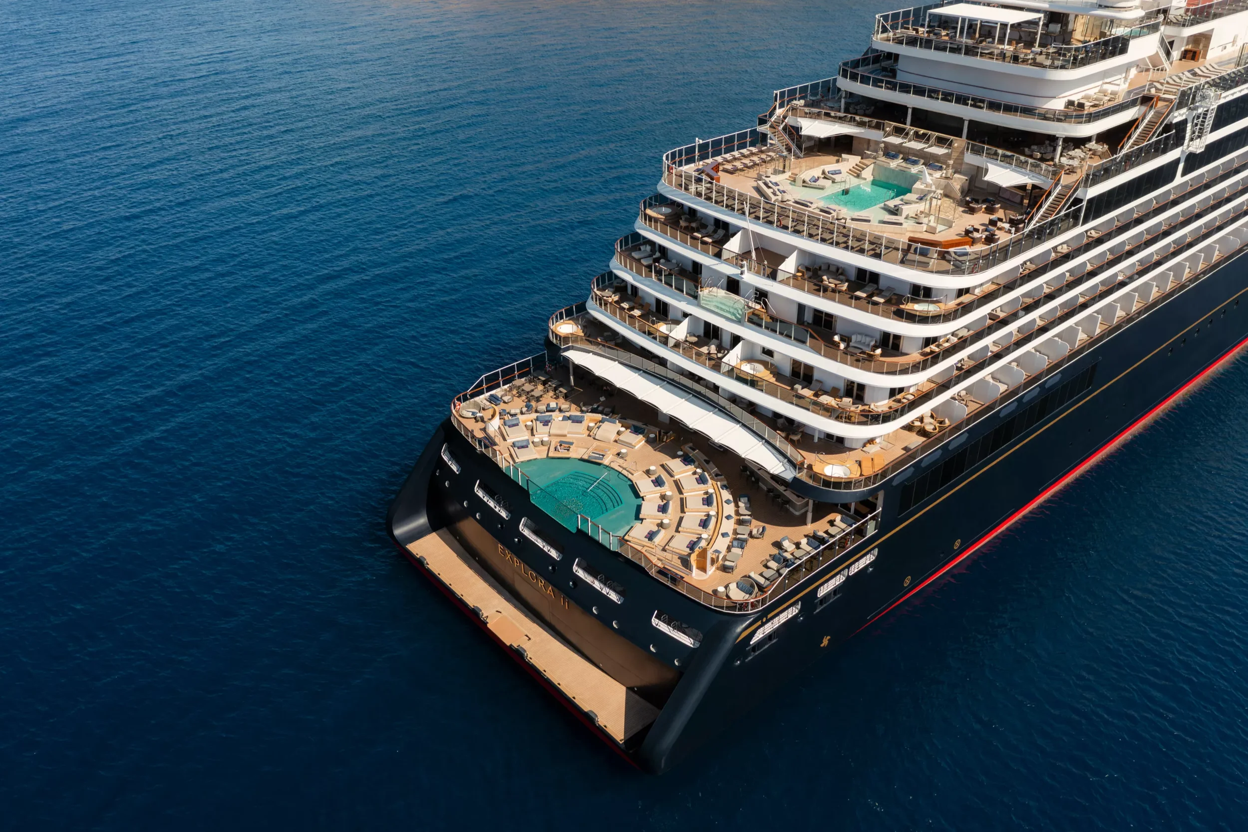 Aft decks of an Explora yacht cruise ship
